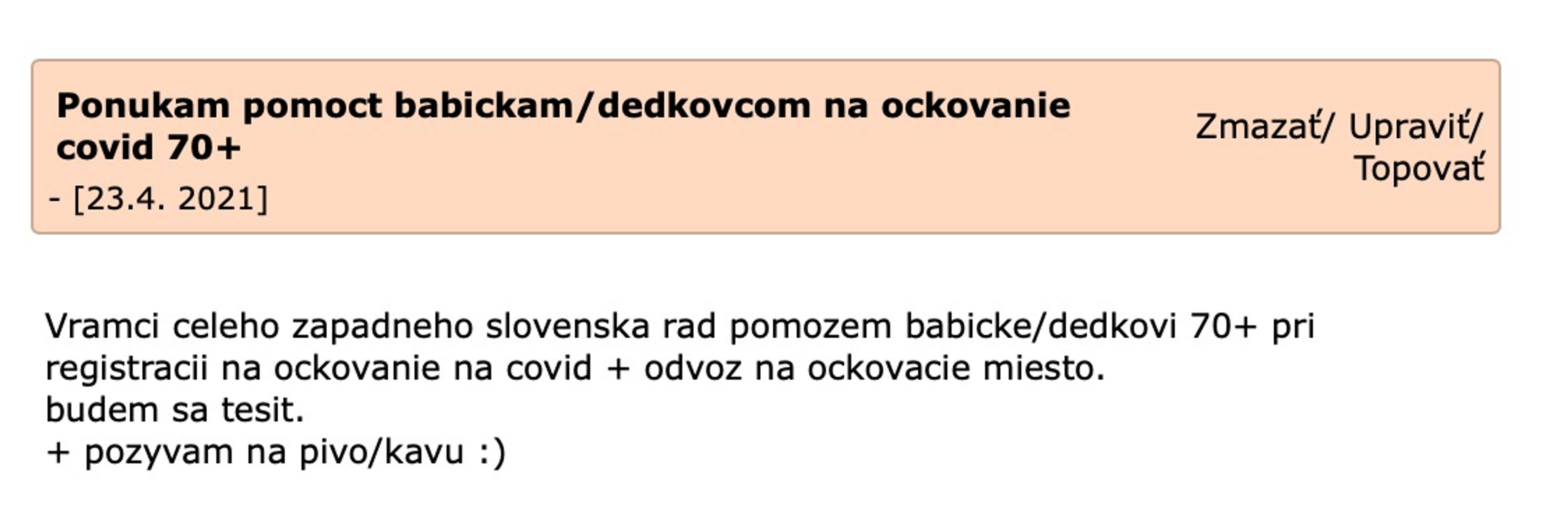 Slováci si najímají seniory kvůli očkování - 10 - GALERIE: Inzeráty na seniory kvůli očkování (1/5)