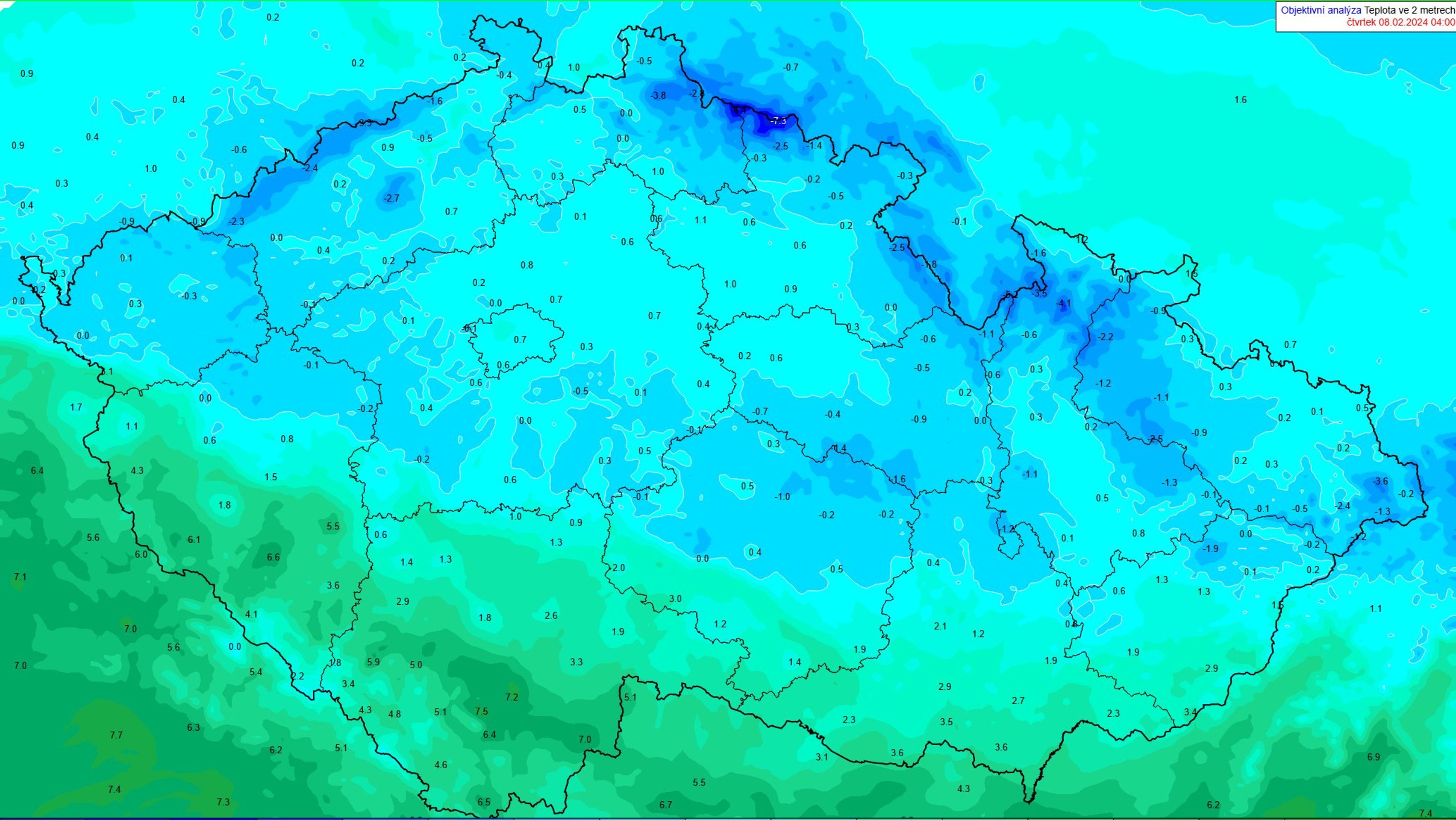 Teplota ve dvou metrech ve čtvrtek ráno - Čtvrteční počasí (3/3)