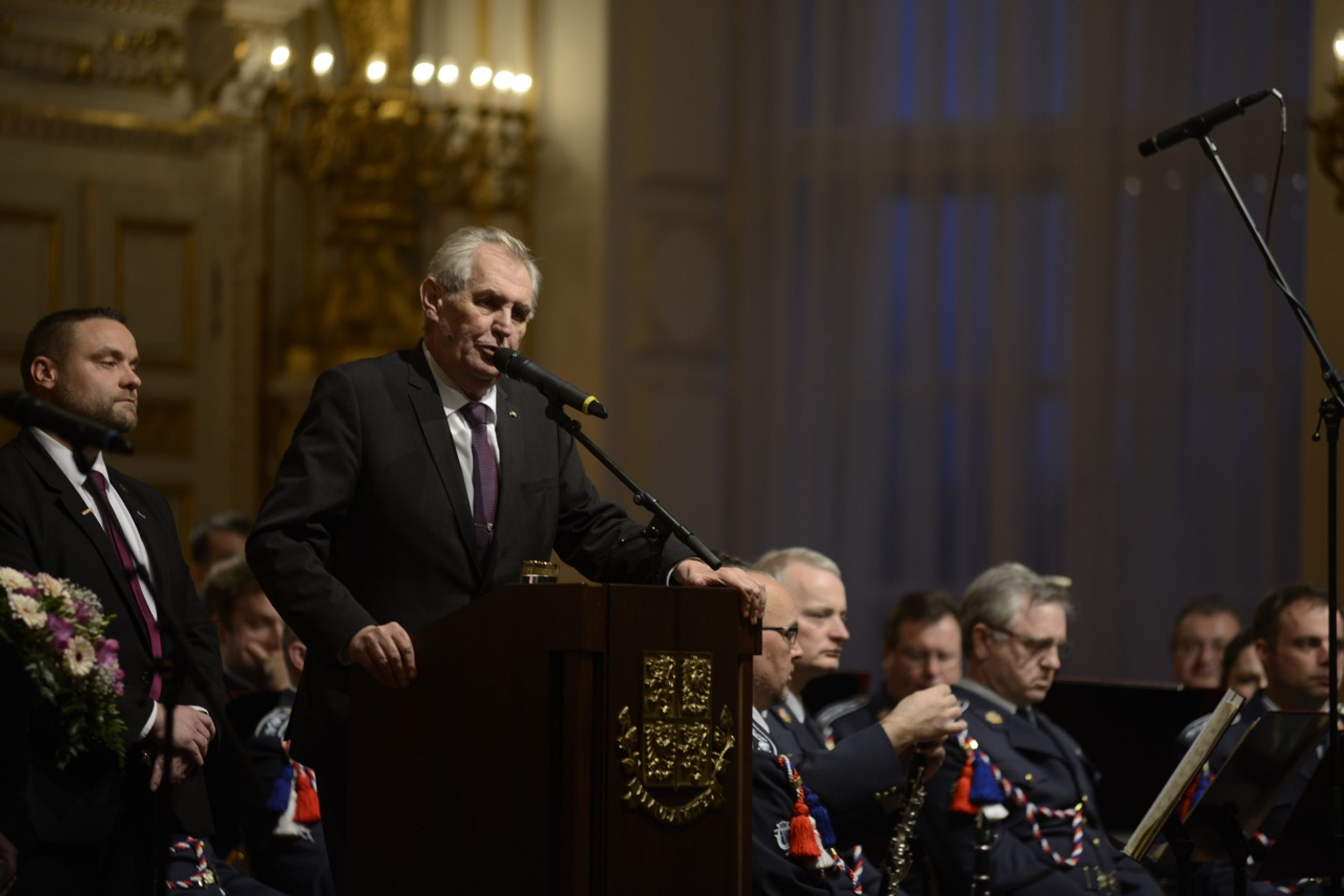 Miloš Zeman při projevu na Pražském hradě - GALERIE: Večírek a koncert na Pražském hradě (4/7)