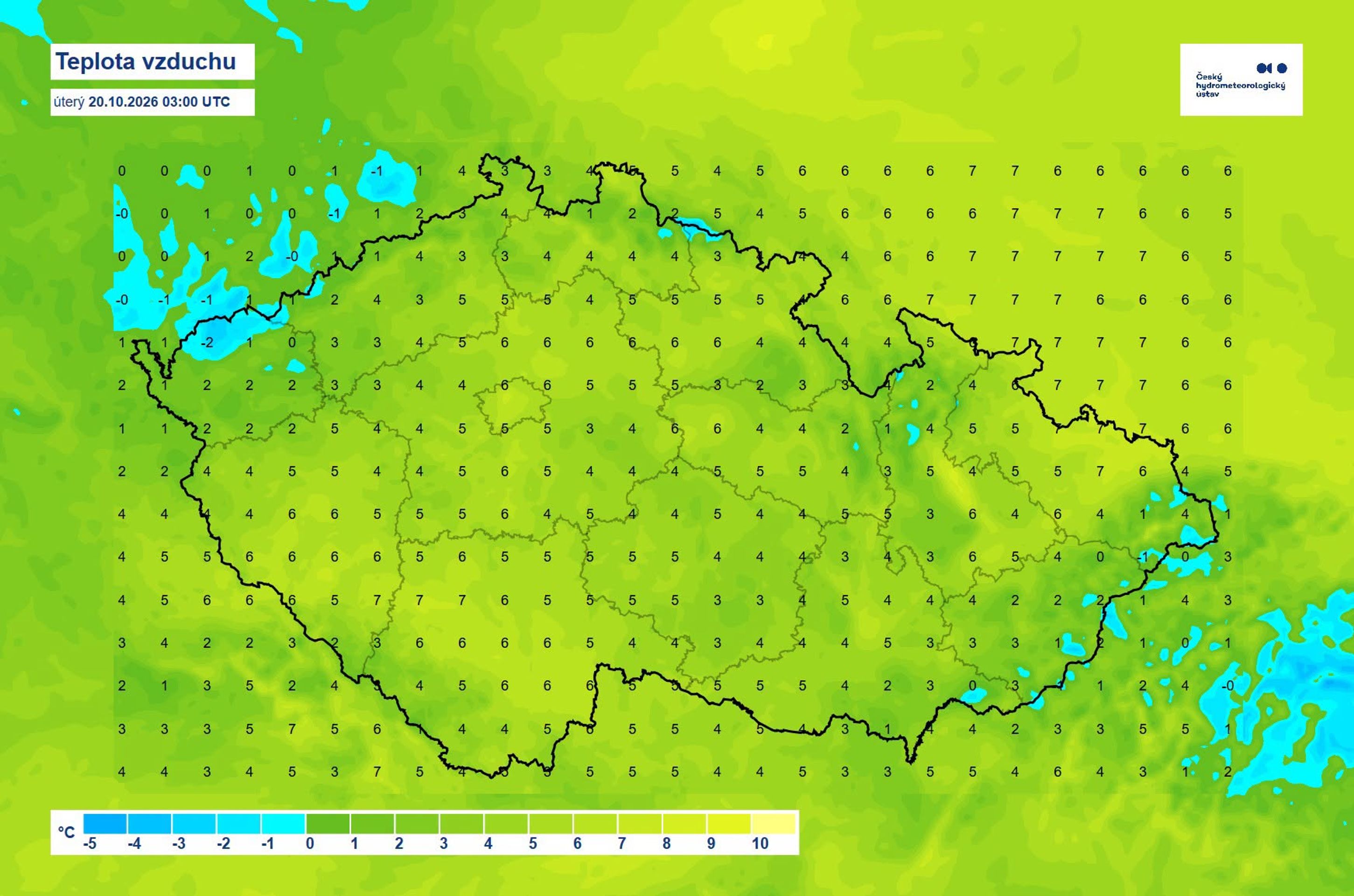 Předpověď počasí na 20.10. 2026 - Předpověď počasí na 20.10. 2026 (2/3)