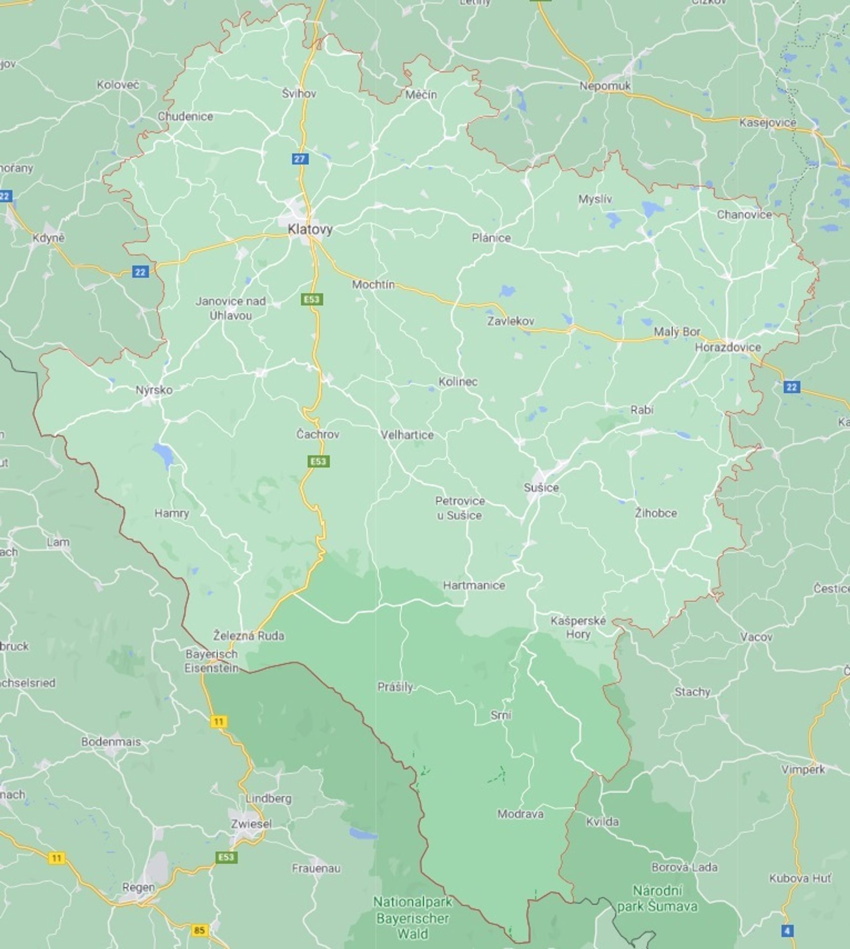 Okres Klatovy - GALERIE: Mapy okresů v Plzeňském kraji (1/4)