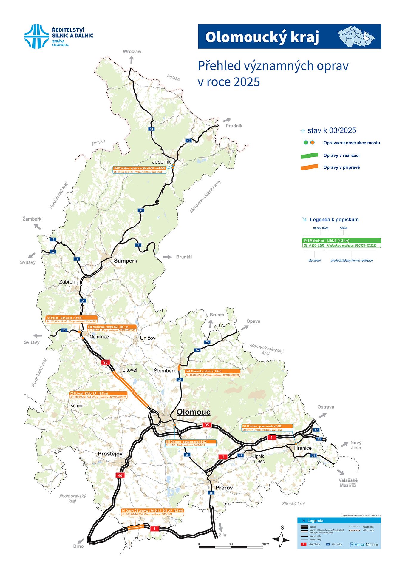 Olomoucký kraj - mapa oprav - Mapy oprav a výstavby (24/26)