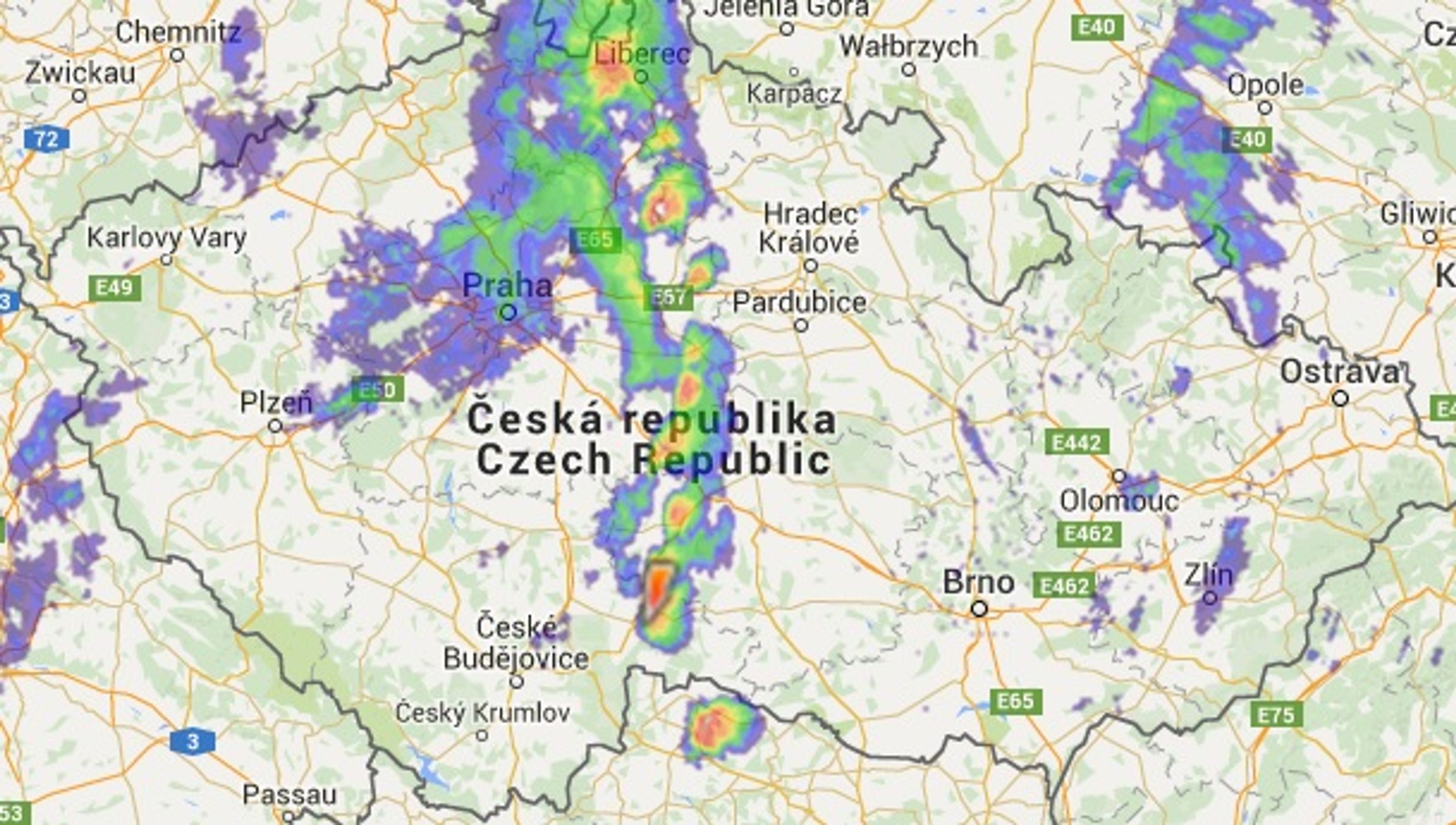Meteoradar ve 14 hodin - GALERIE: Srážky nad Českem (3/6)