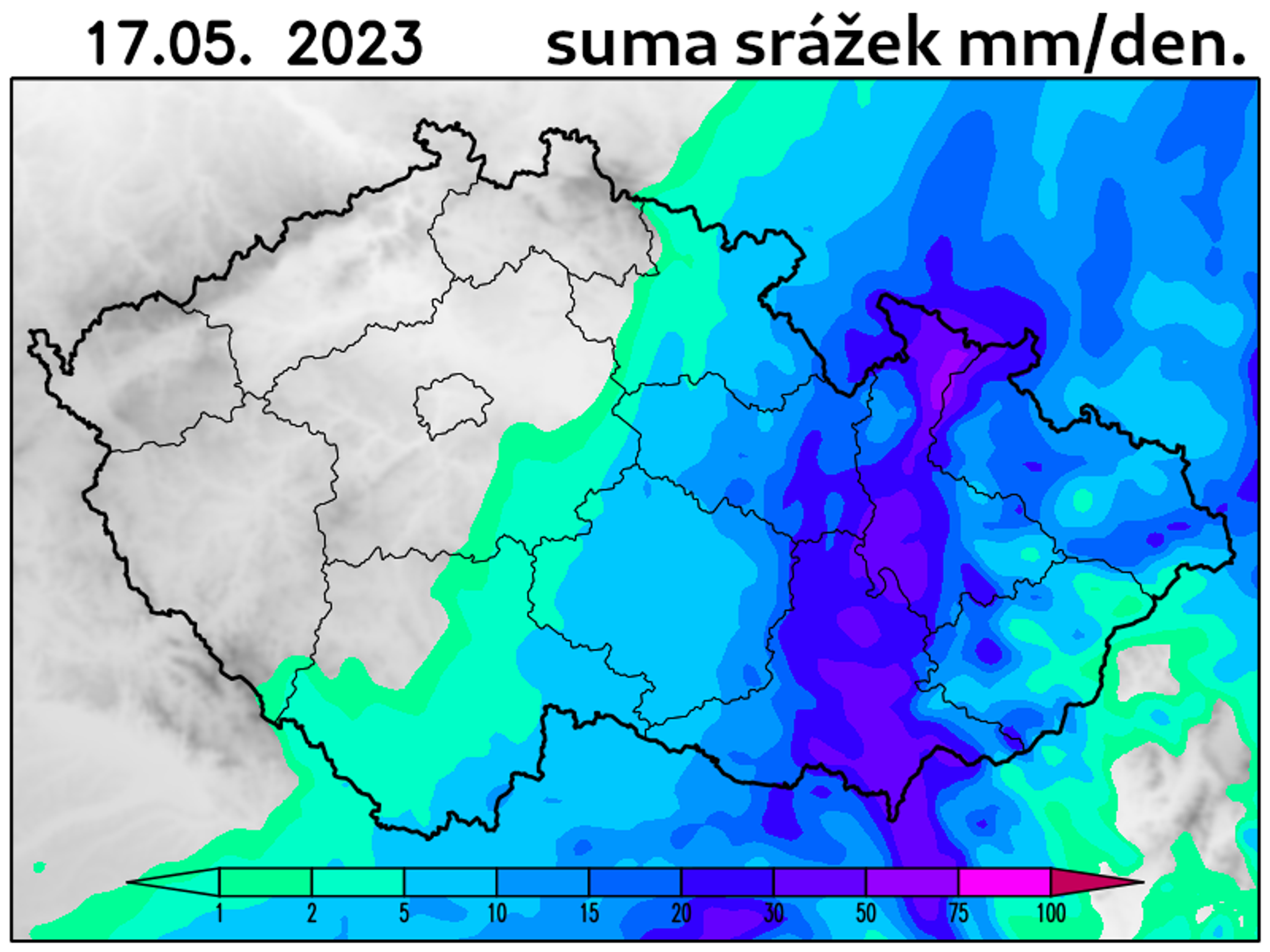 Mapa srážek - Déšť a povodně (15/16)