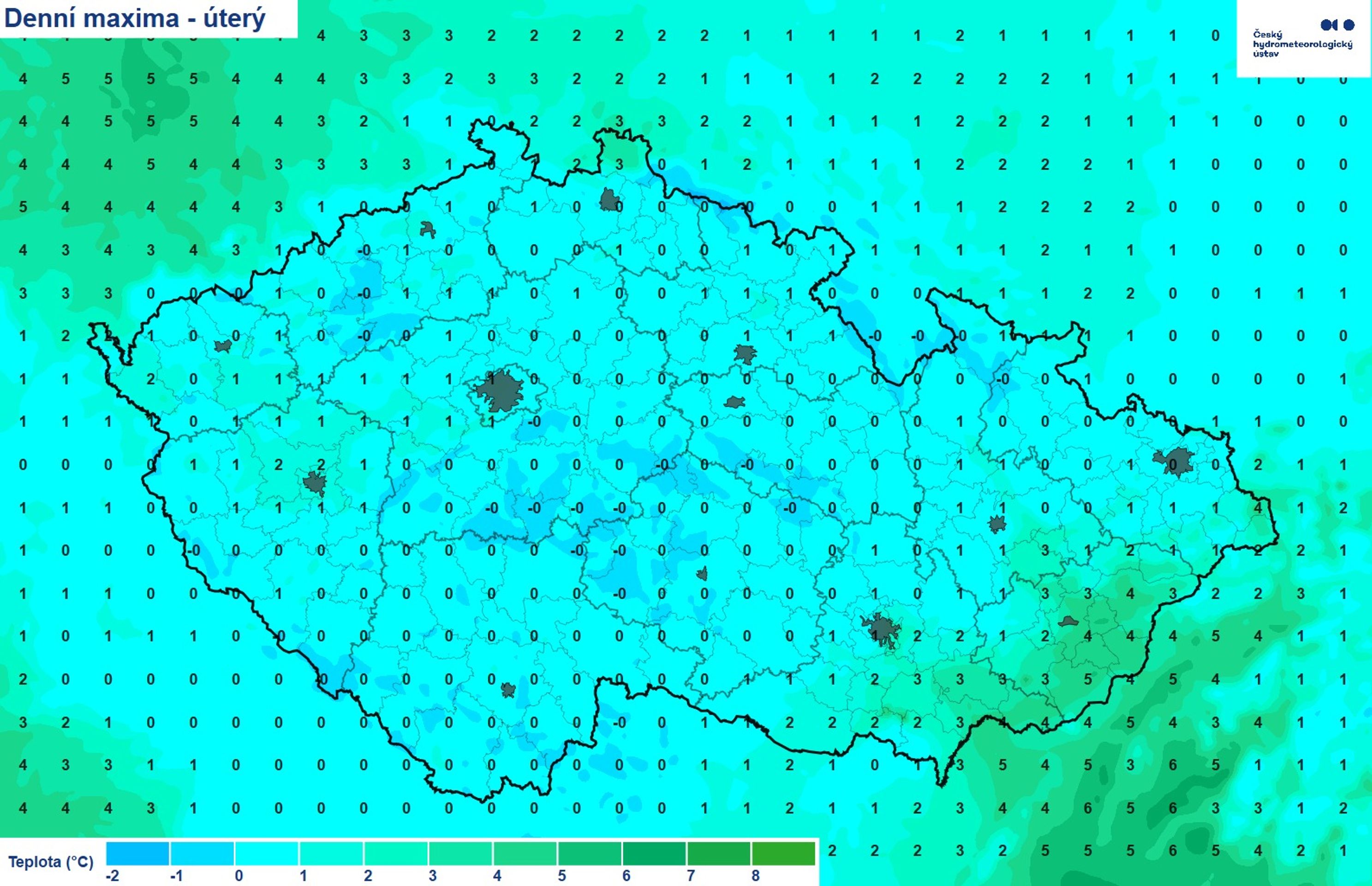 Denní maxima – úterý 25. 11. - Počasí ČHMÚ (2/4)