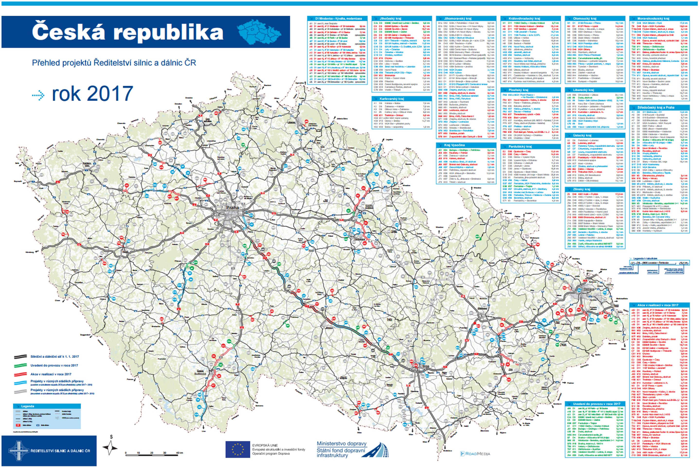 Přehled projektů Ředitelství silnic a dálnic ČR 2017 - GALERIE: Výstavba silnic v roce 2017 (1/13)