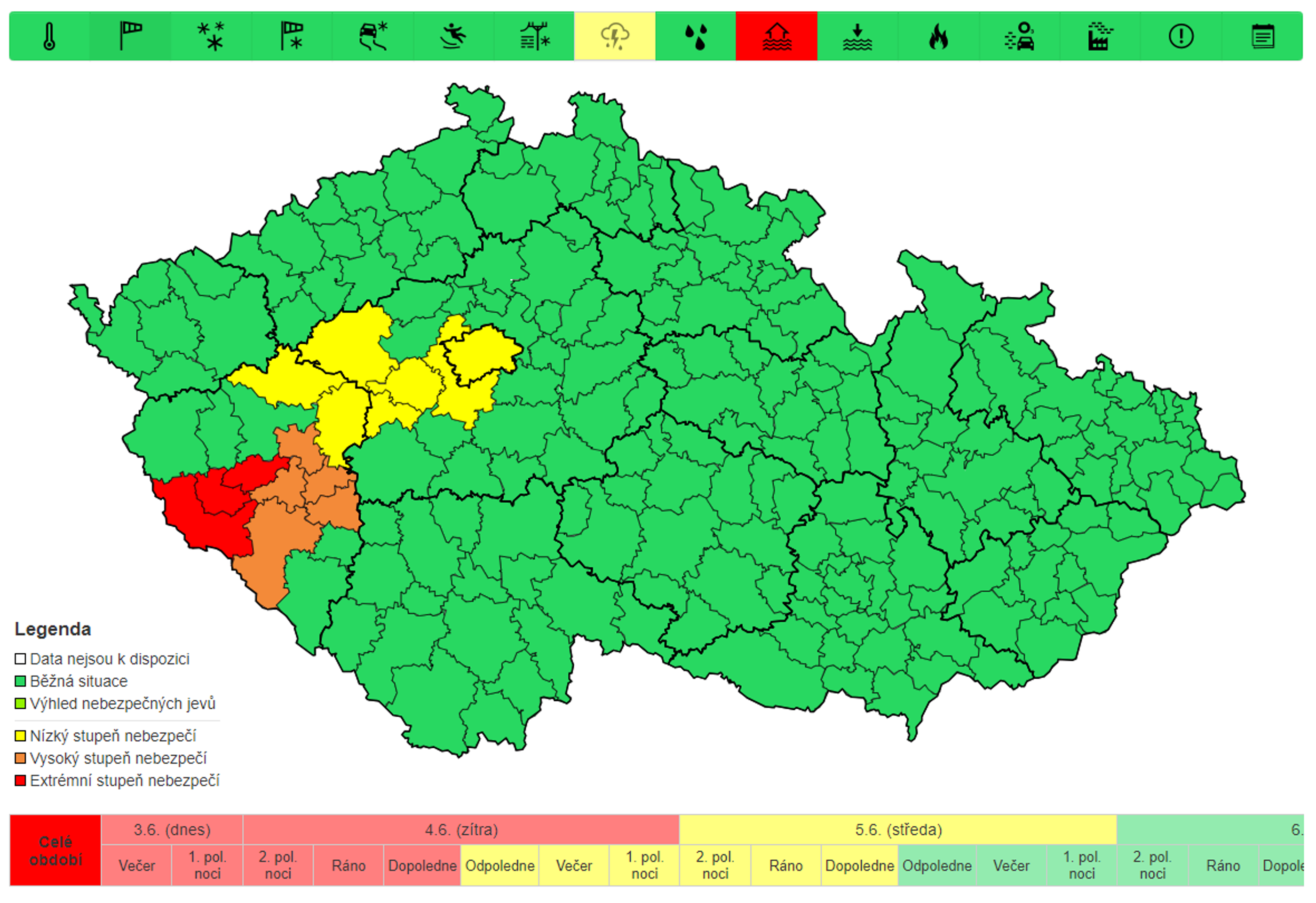 Výstraha před povodněmi 3. 6. 2024 - Počasí v Česku (5/6)