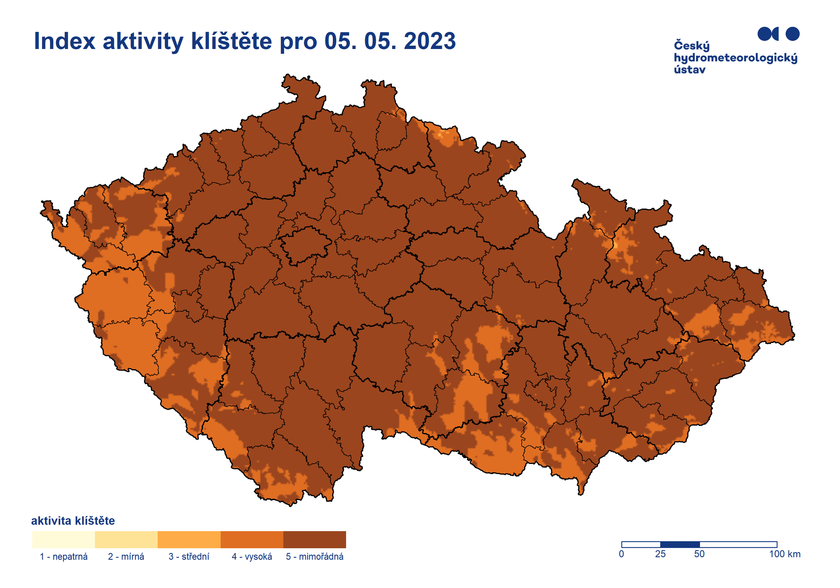 MAPA Aktivita klíšťat, 5. 5. 2023 - Aktivita klíšťat (3/3)