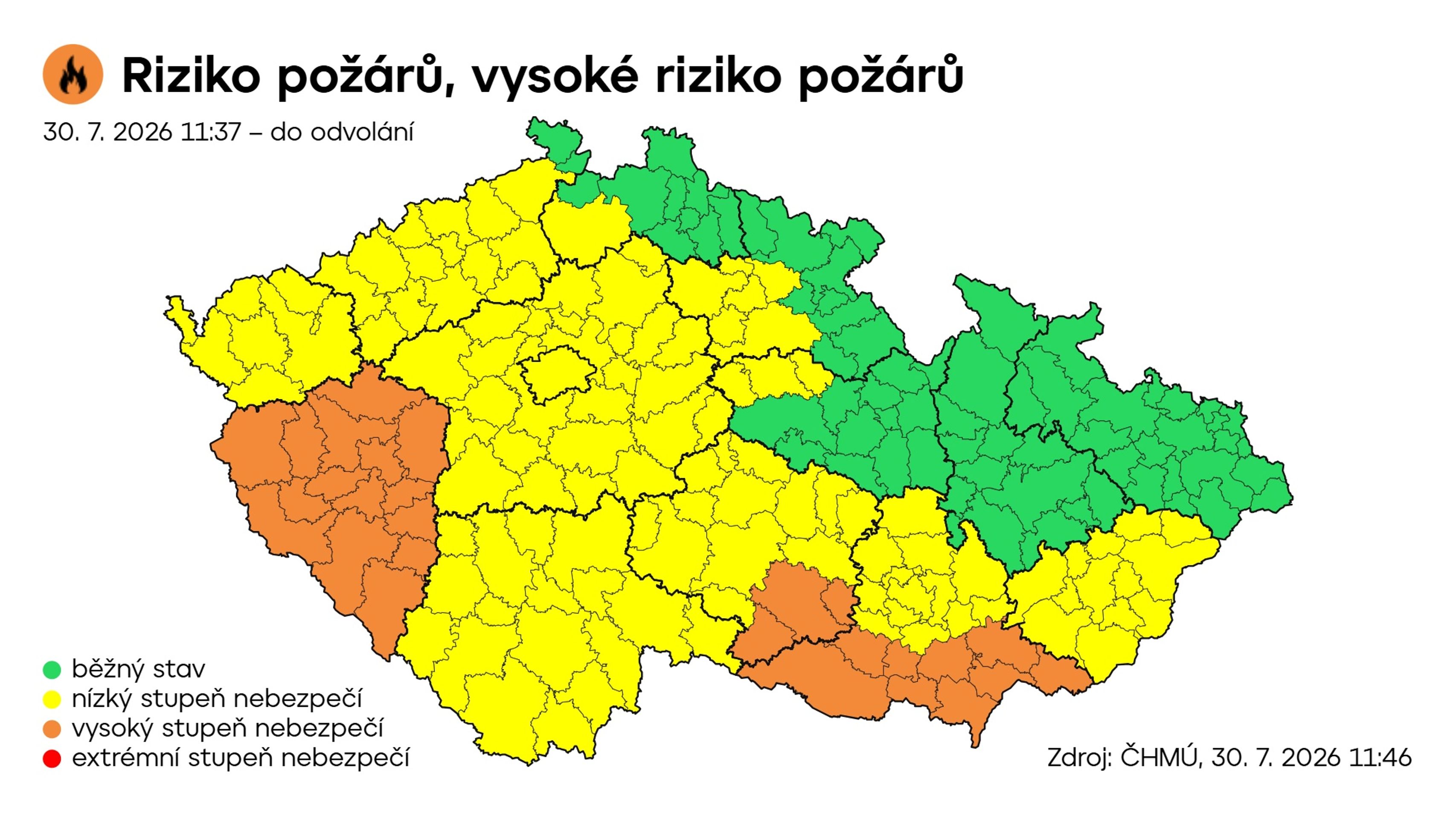 Výstraha ČHMÚ – Riziko požárů, vysoké riziko požárů - Výstrahy ČHMÚ (3/5)