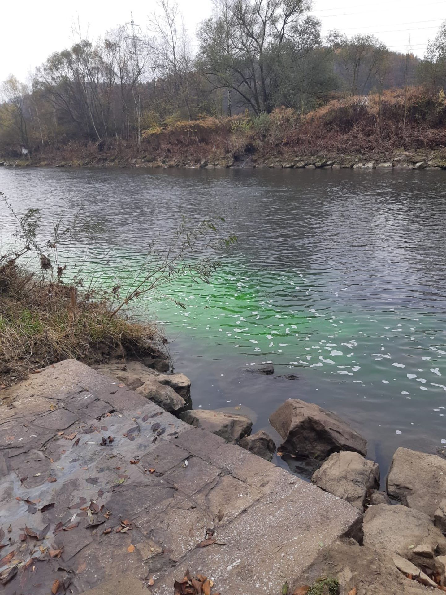 Bečva - 2 - GALERIE: Řeku Bečvu pokus vyšetřovatelů zbarvil do zelena (3/4)