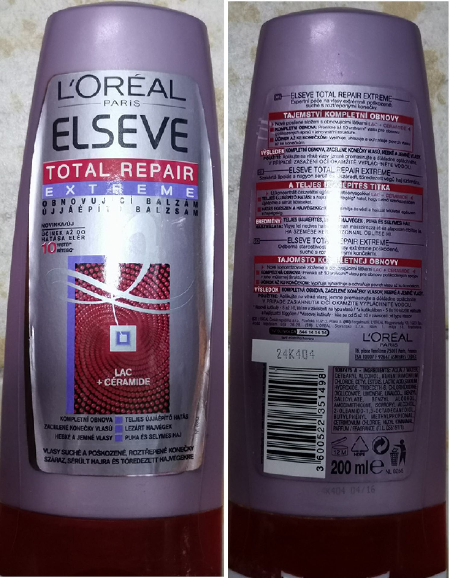 L’ORÉAL PARIS ELSEVE, TOTAL REPAIR EXTREME, OBNOVUJÍCÍ BALZÁM - Nebezpečná kosmetika (1/5)