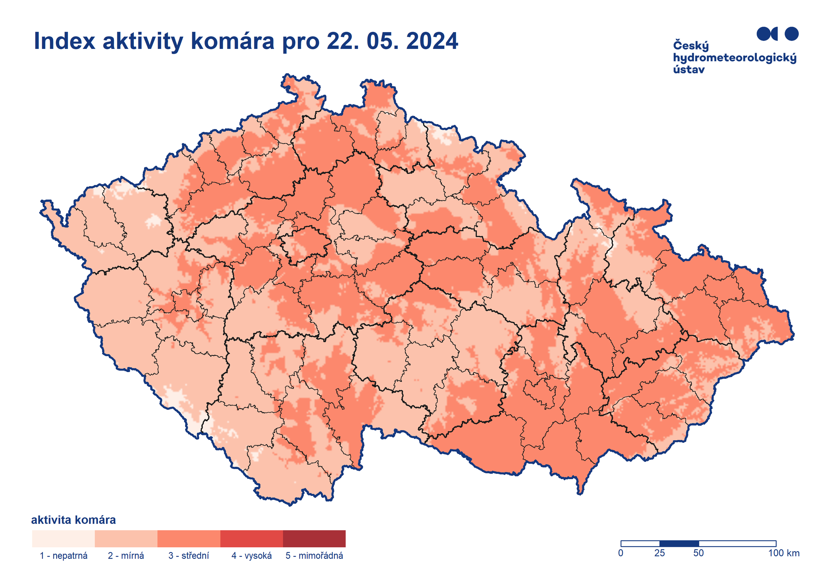 Index aktivity komára pro 22. 5. 2024 - Index aktivity komárů (2/3)