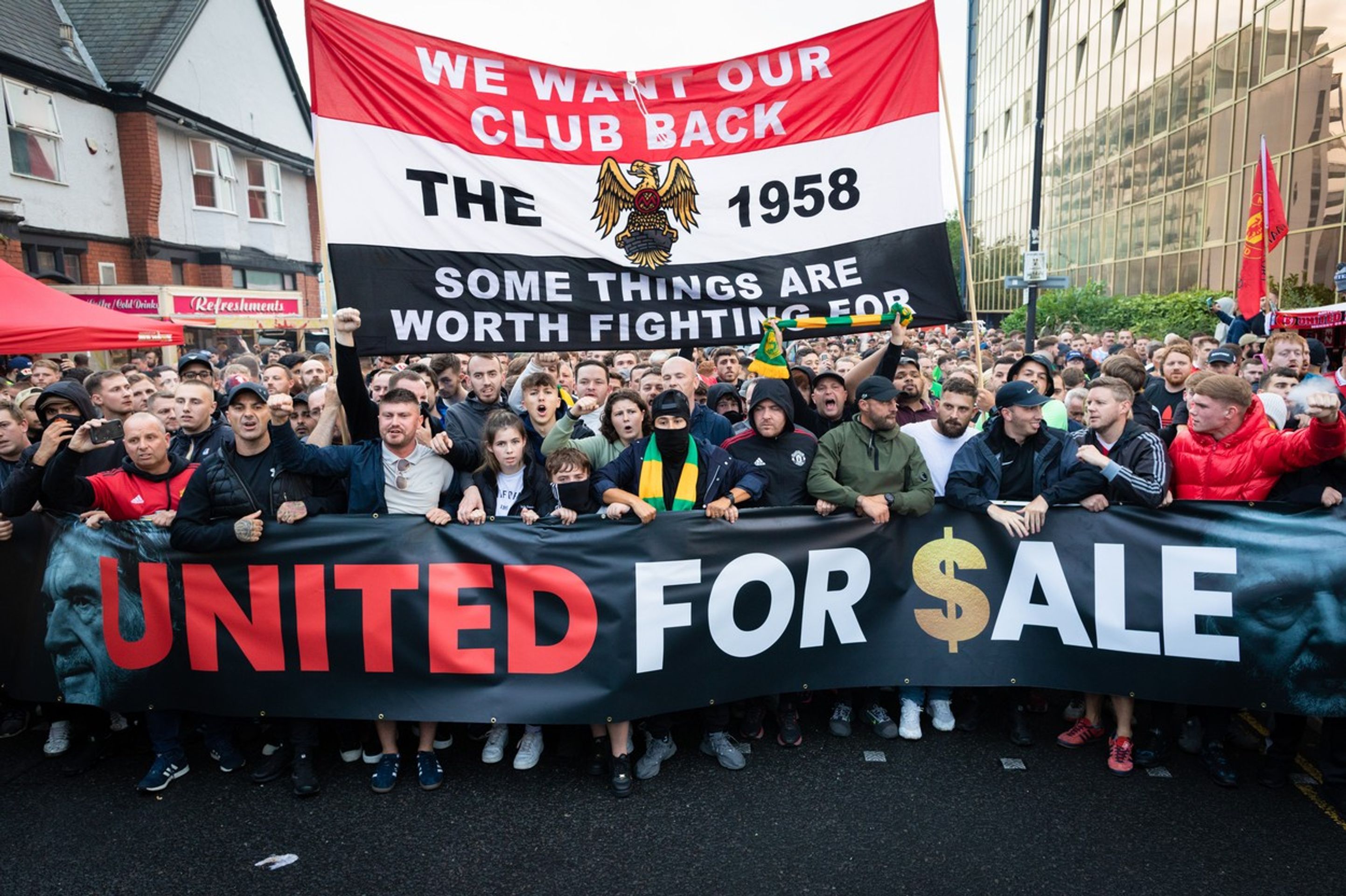 "United je na prodej" - Protesty fanoušků Manchesteru United (6/6)