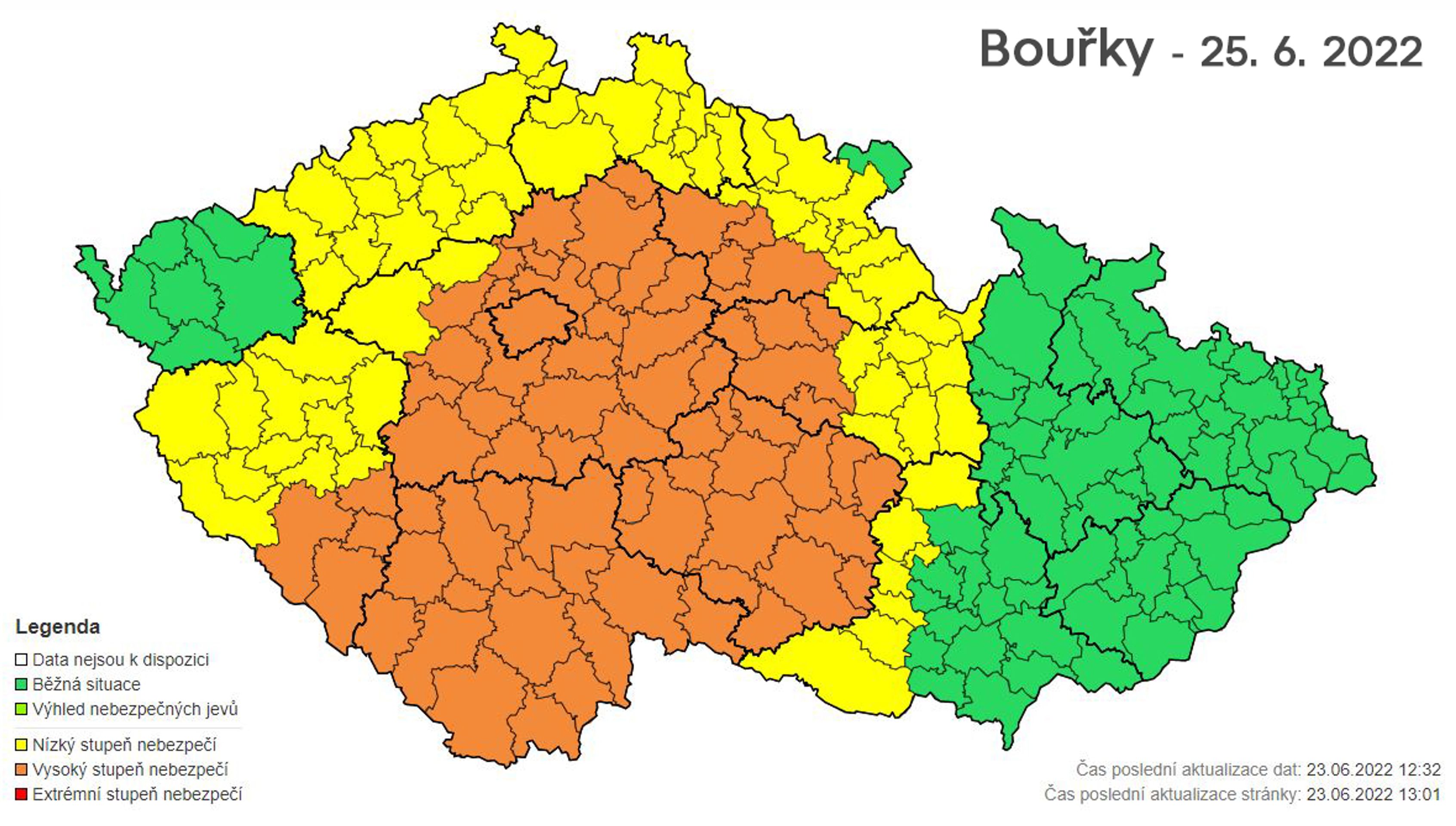 Mapa výstrah - bouřky 25.6. - Mapy výstrah (2/9)