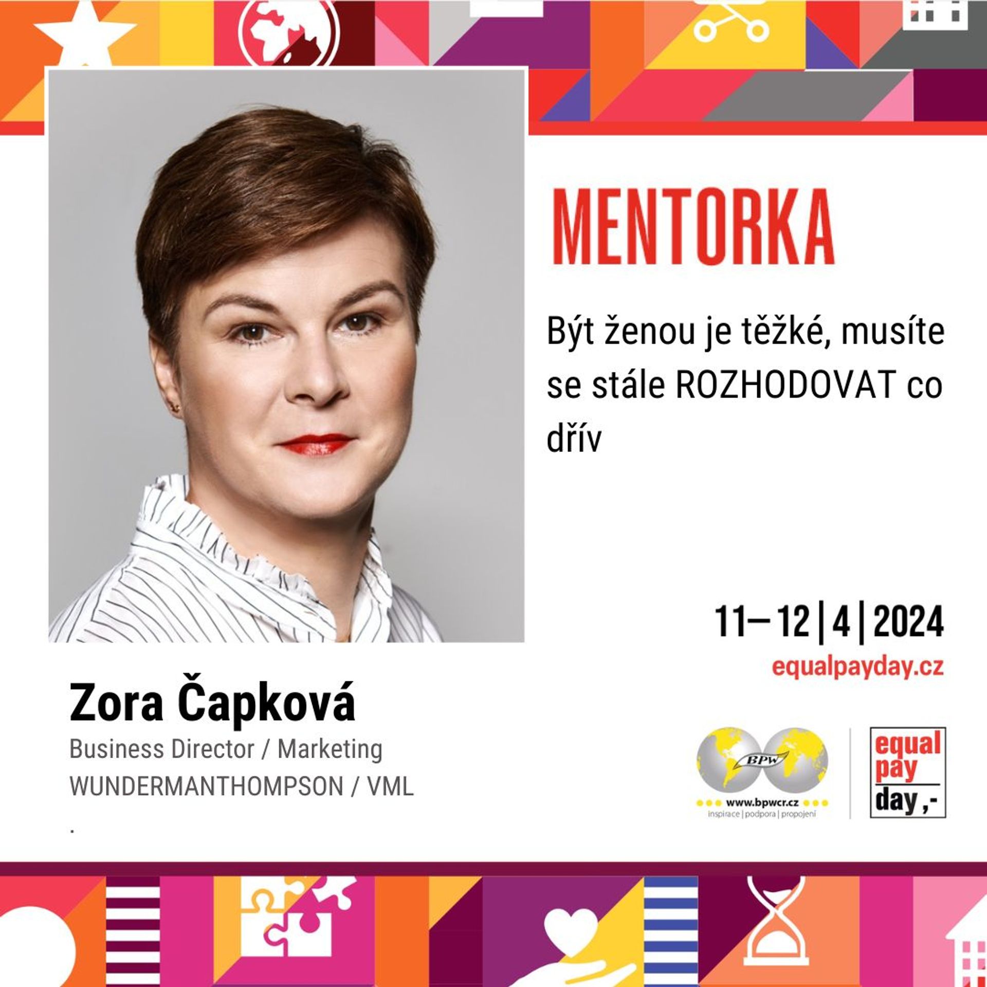 Mentorka Zora Čapková - Mezinárodní konference Equal Pay Day (7/24)