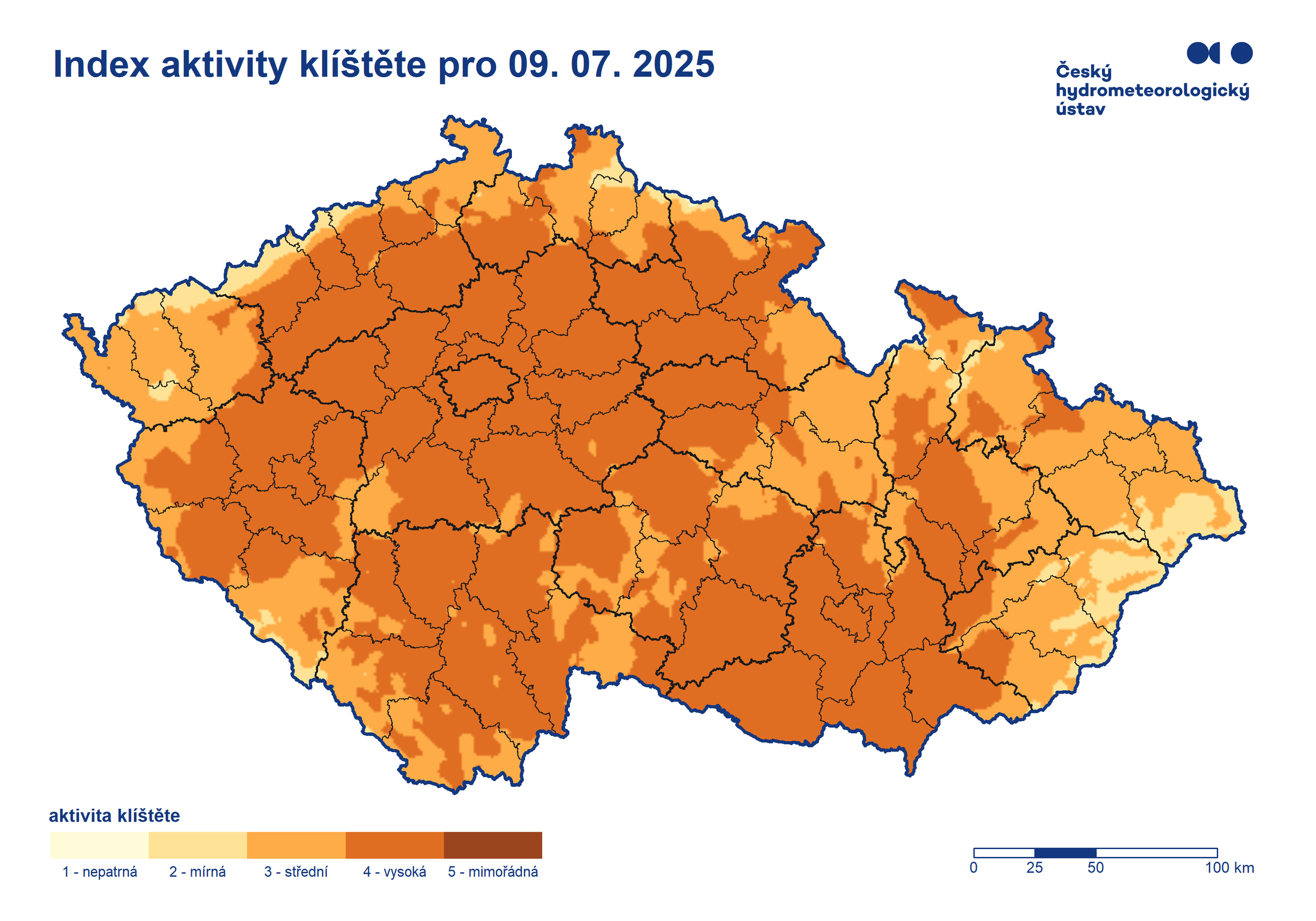 Index aktivity klíštěte 9.7. 2025 - Aktivita klíšťat (3/3)