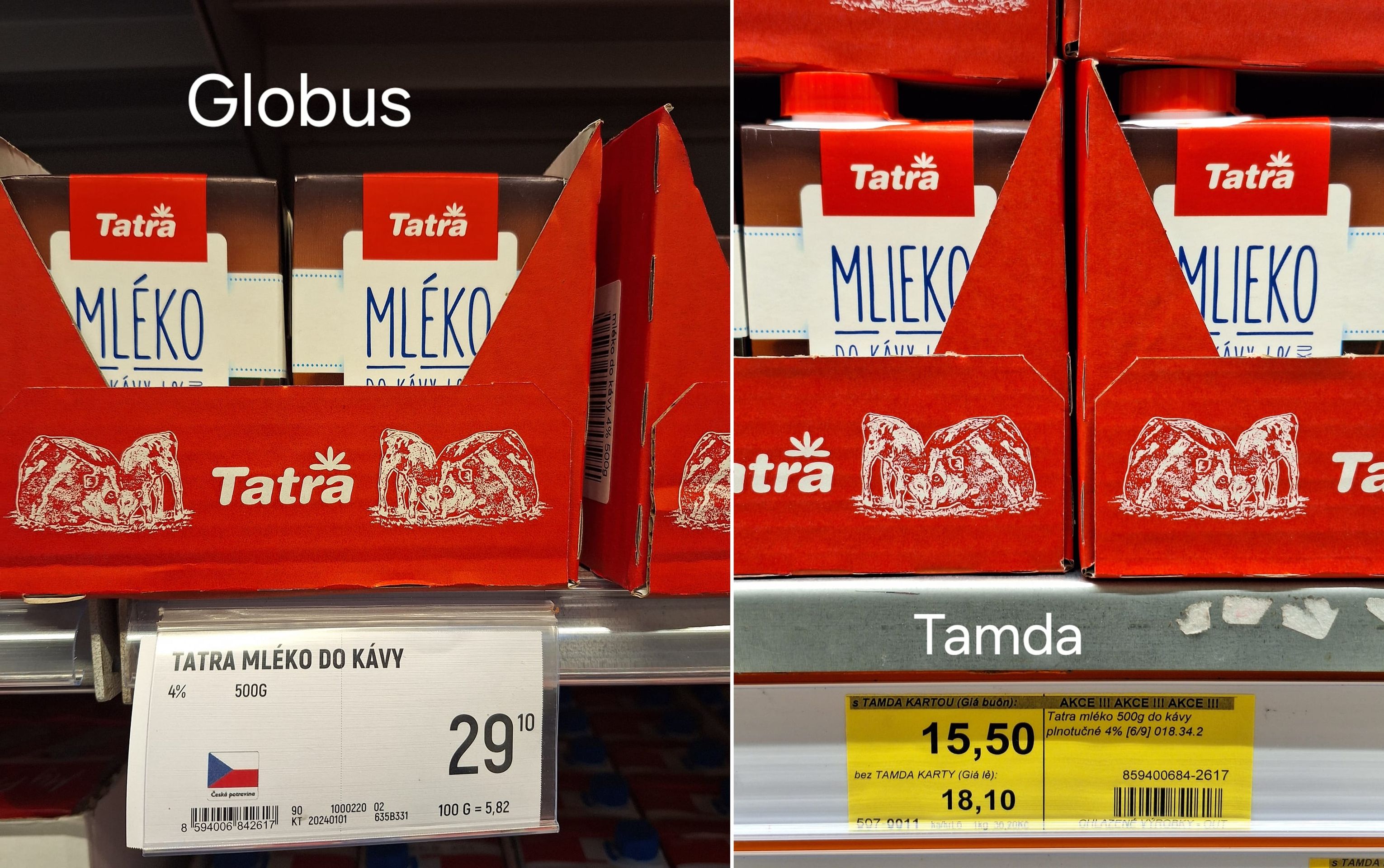 Tatra mléko - Srovnání cen v Ústí nad Labem (9/11)