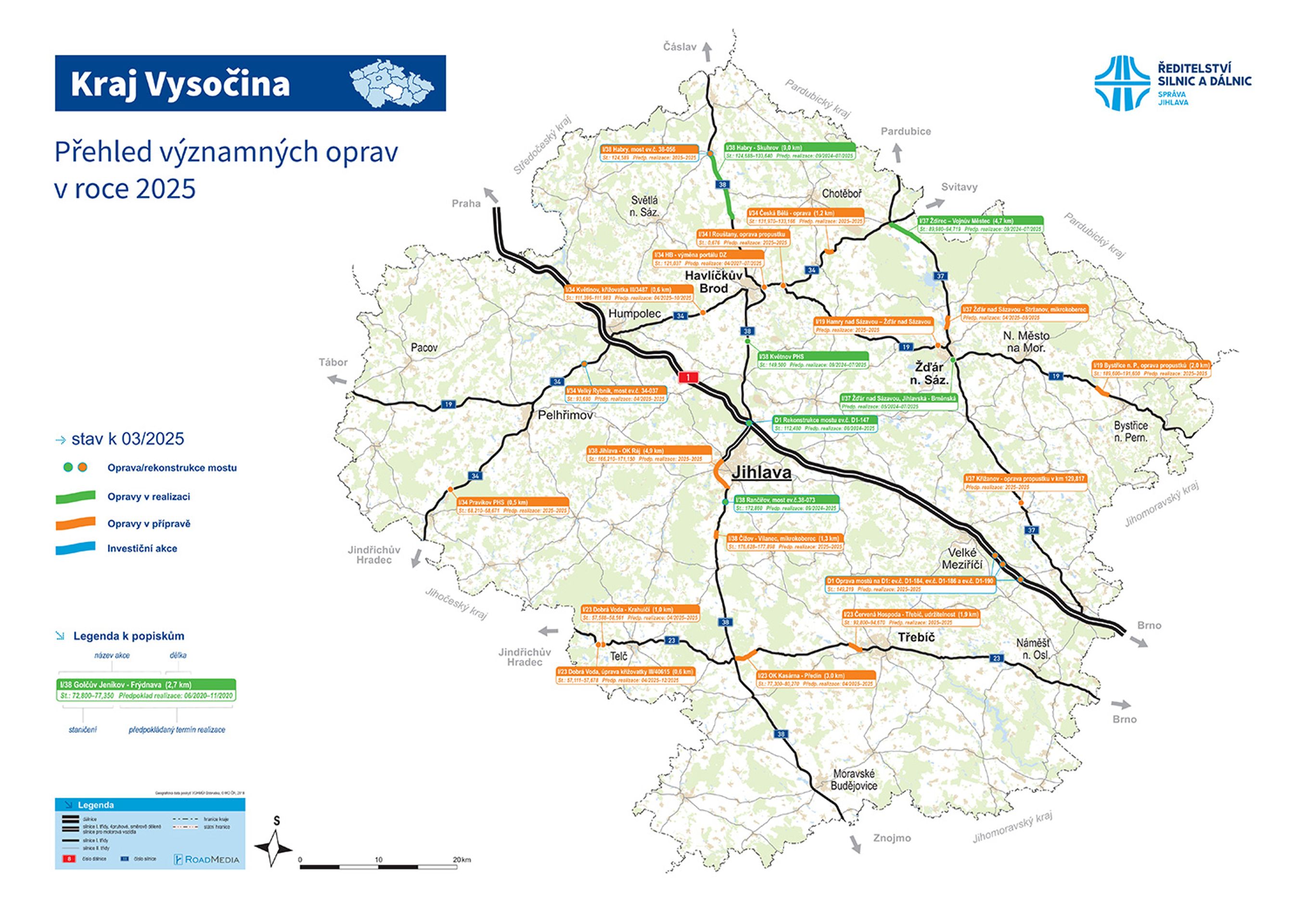 Kraj Vysočina - mapa oprav - Mapy oprav a výstavby (18/26)