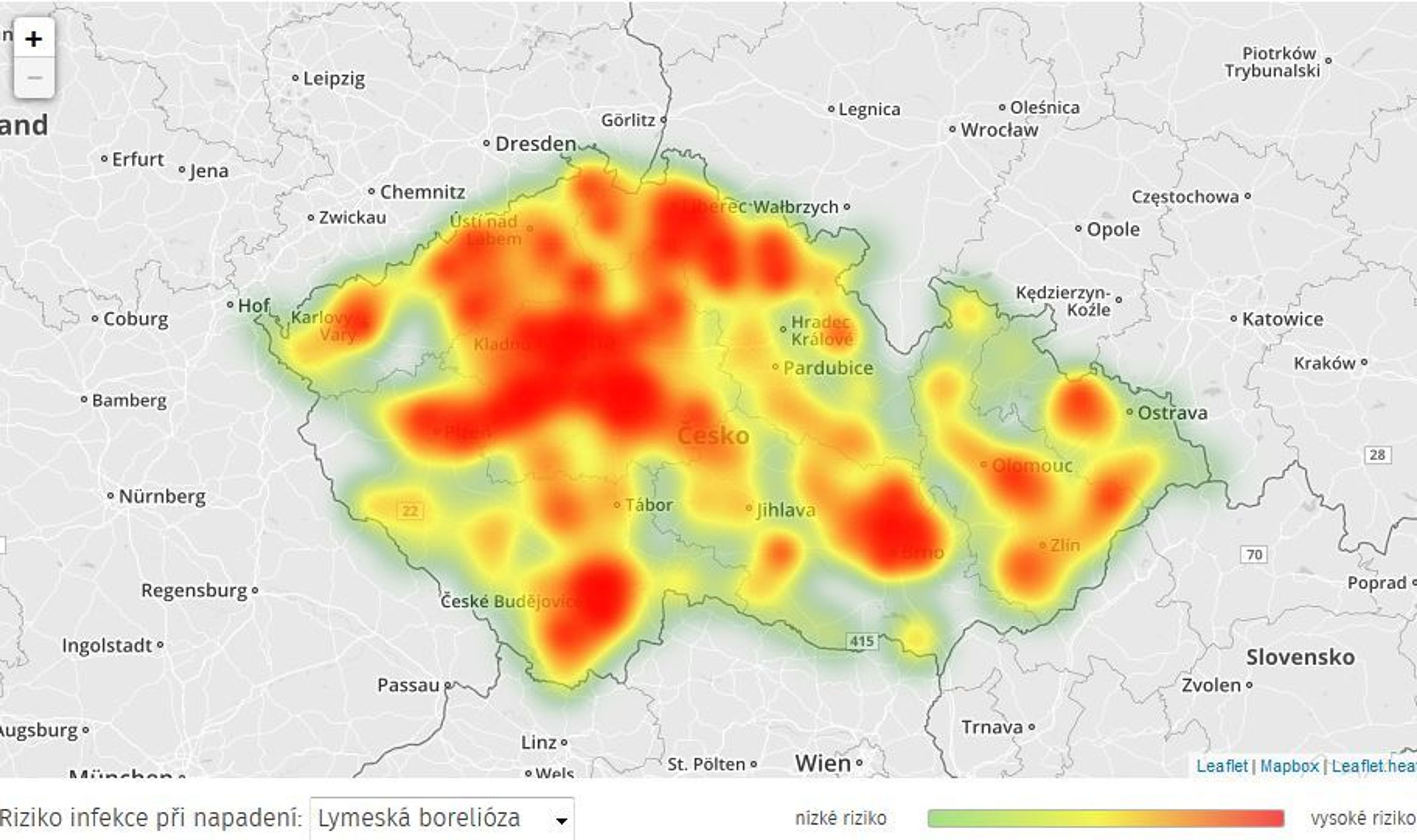 Mapa aktivity klíšťat v ČR - 3 - GALERIE: Mapa aktivity klíšťat v ČR (3/6)