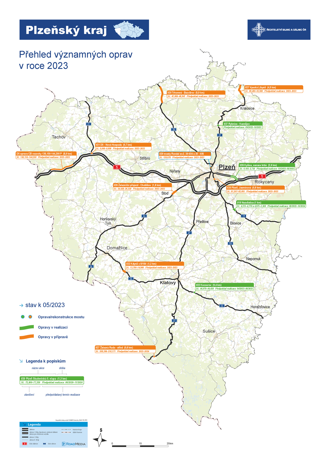 Mapa oprav Plzeňský kraj - Mapa oprav v roce 2023 (4/14)