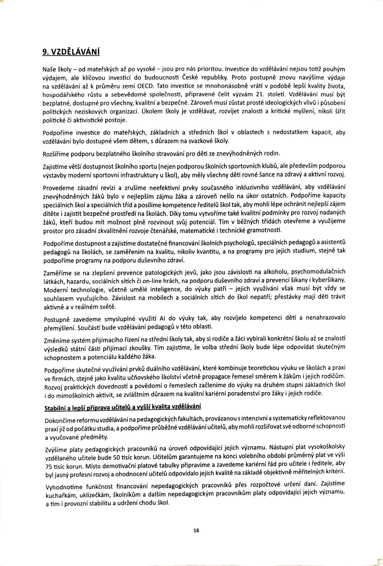 Návrh programového prohlášení vlády ČR – listopad 2025 (18) - Návrh programového prohlášení vlády ČR – listopad 2025 (18/38)