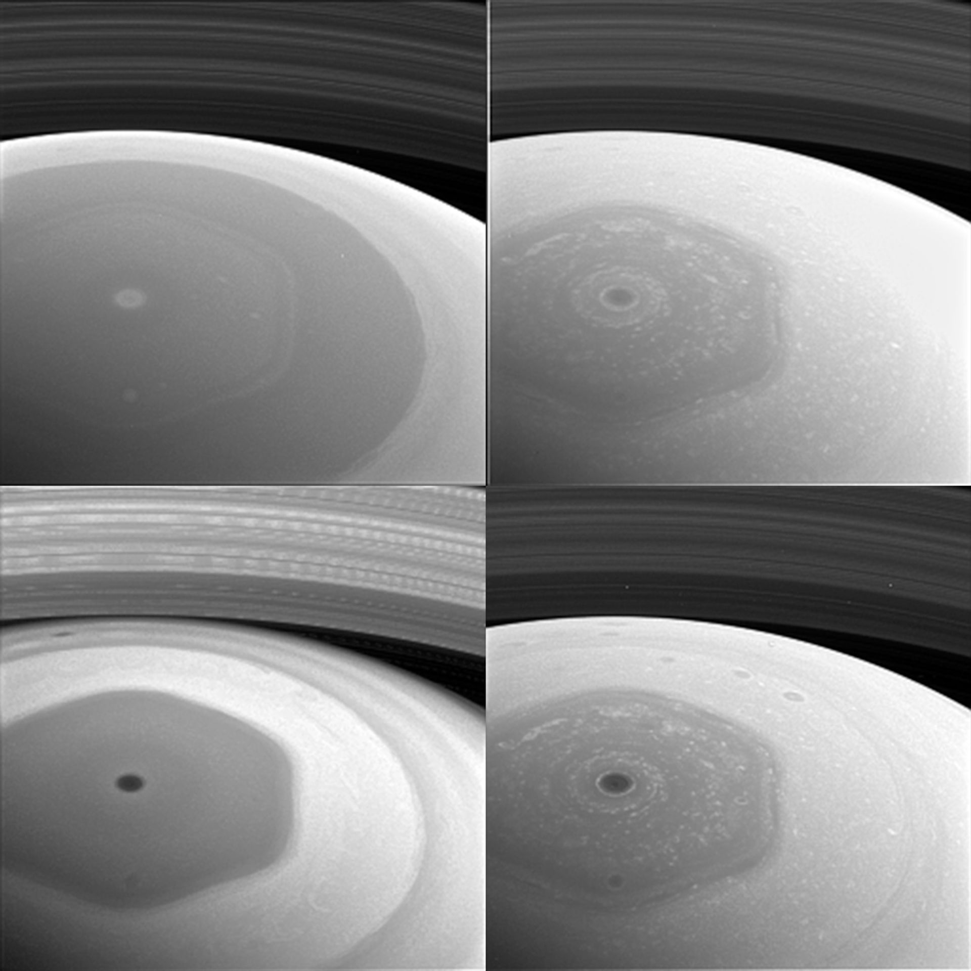Sonda Cassini vyfotila sever Saturnu z nové oběžné dráhy - GALERIE: Ohromná bouře na severním pólu Saturnu (2/5)