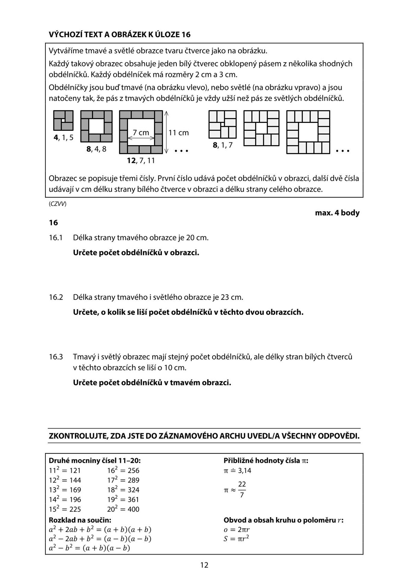 Didaktický test z matematiky – 1. řádný termín (12) - Didaktický test z matematiky – 1. řádný termín (12/12)