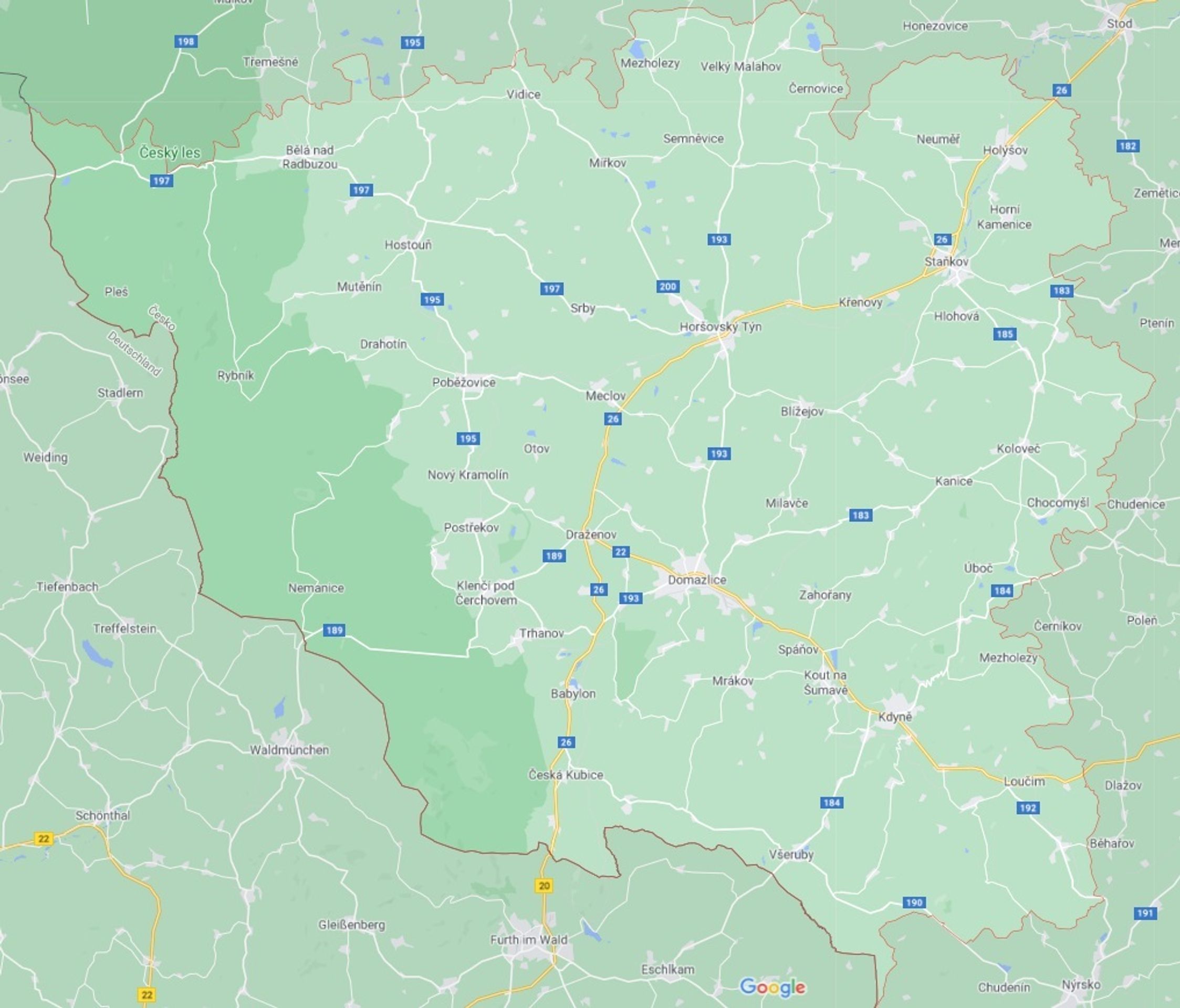 Okres Domažlice - GALERIE: Mapy okresů v Plzeňském kraji (4/4)