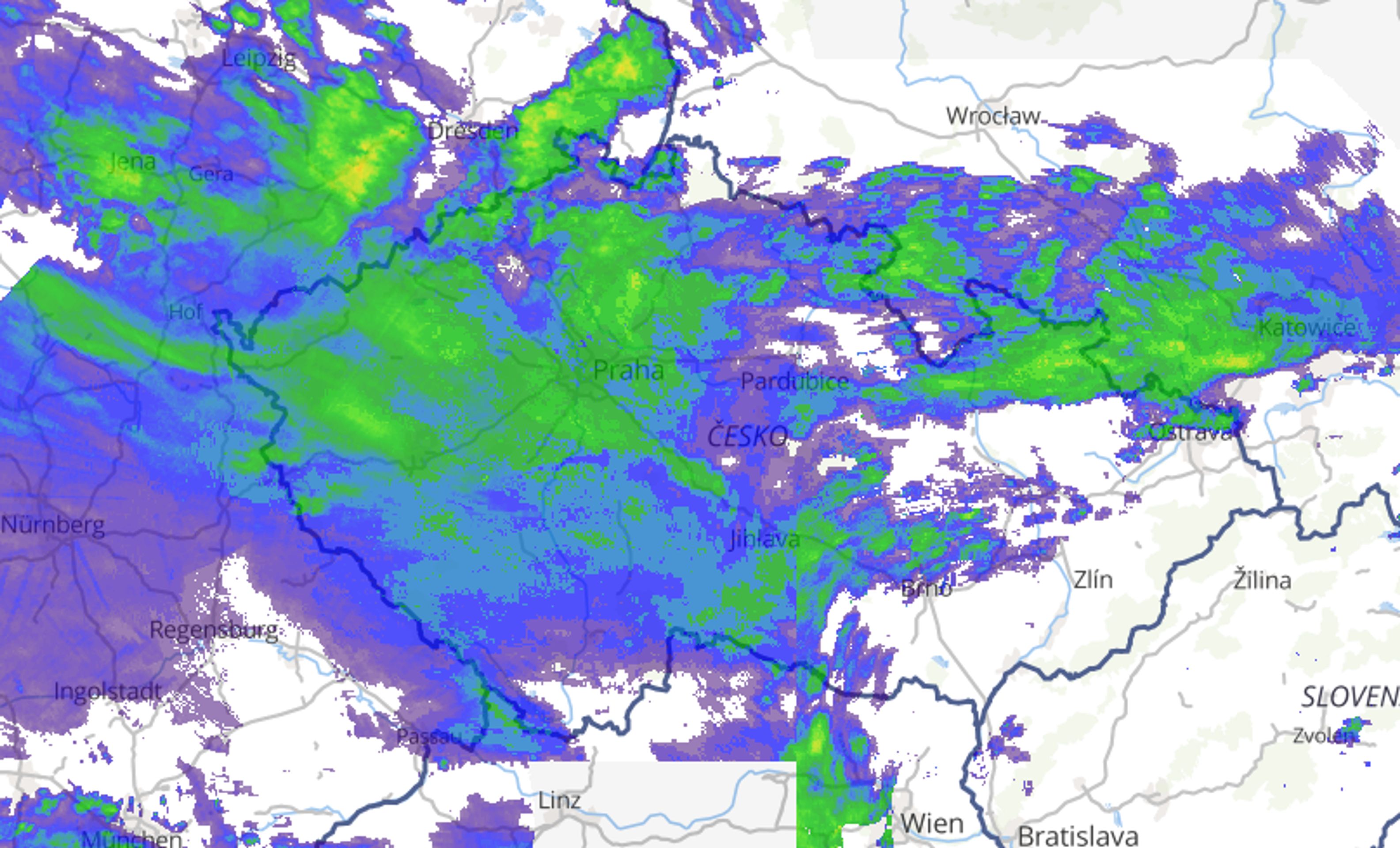 Radarový snímek - 11:20 - GALERIE: Do Česka dorazil vydatný déšť (1/4)