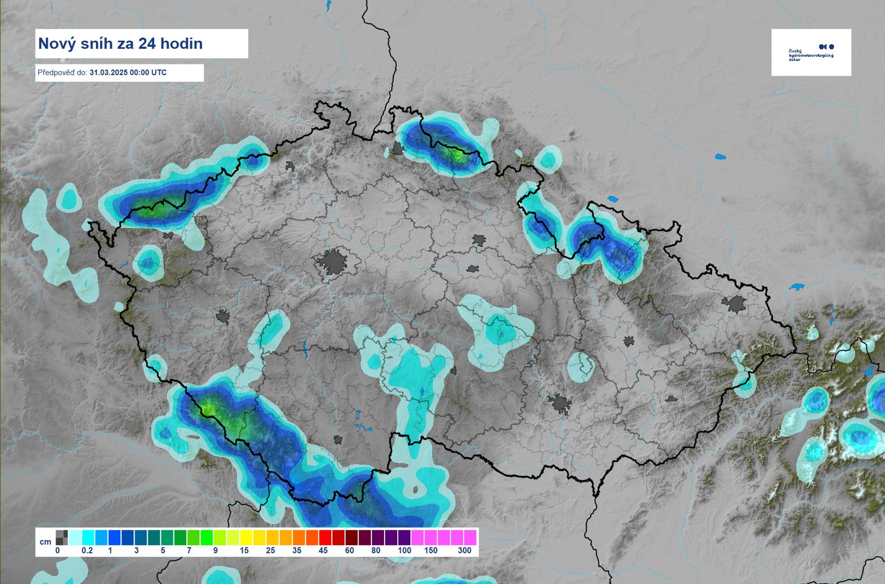 Mapa sníh - Mapy počasí (3/3)