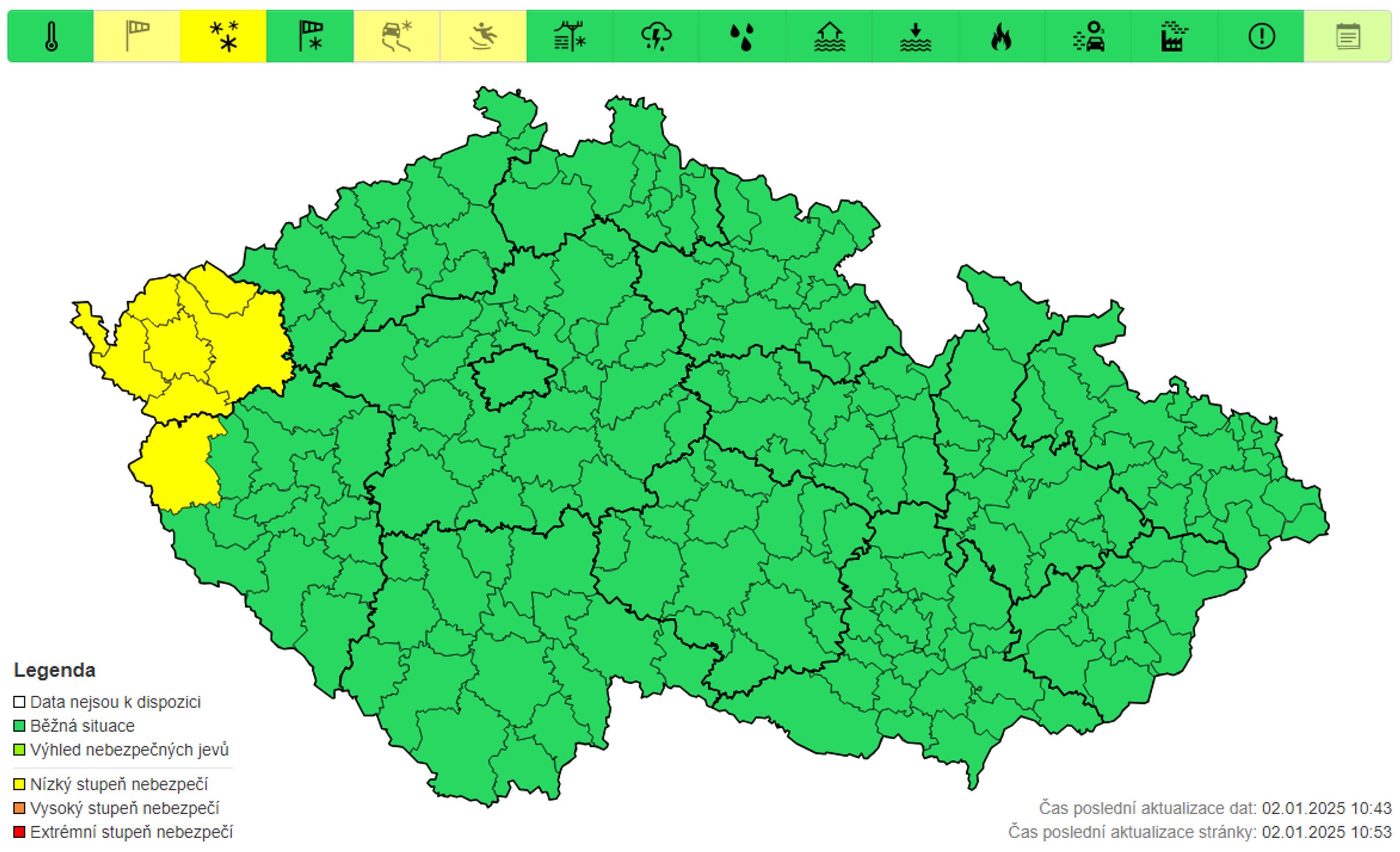 Výstraha před sněžením, 2. 1. - Výstrahy na nejbližší dny (2/4)