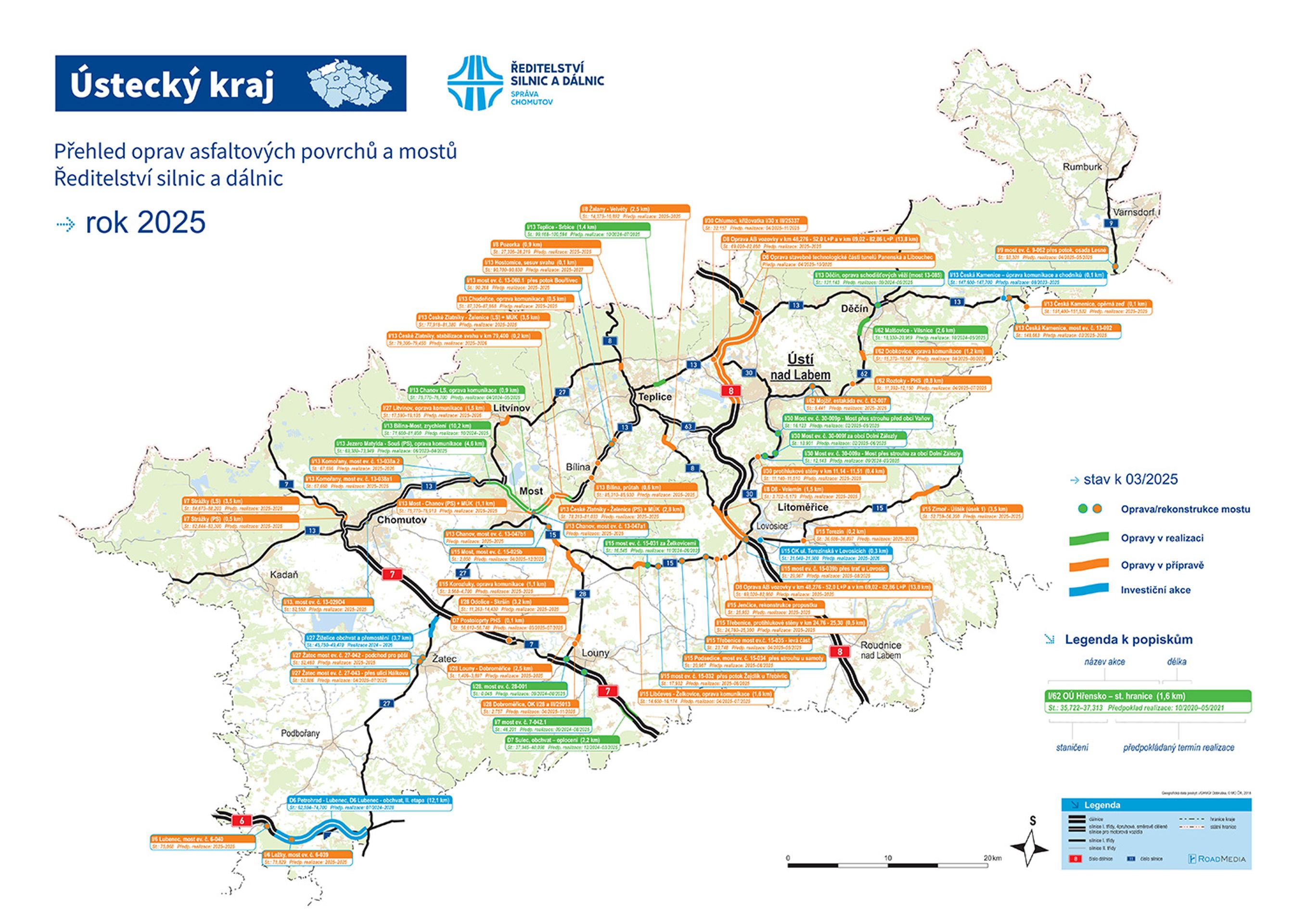 Ústecký kraj - mapa oprav - Mapy oprav a výstavby (10/26)