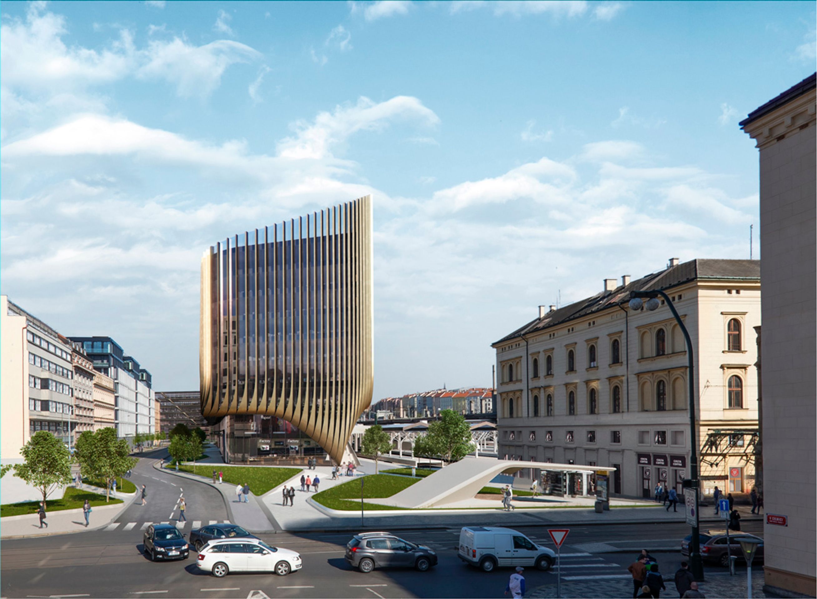 Masarykovo nádraží v Praze - vizualizace - zákres ulice - GALERIE: Masarykovo nádraží v Praze - vizualizace (13/13)