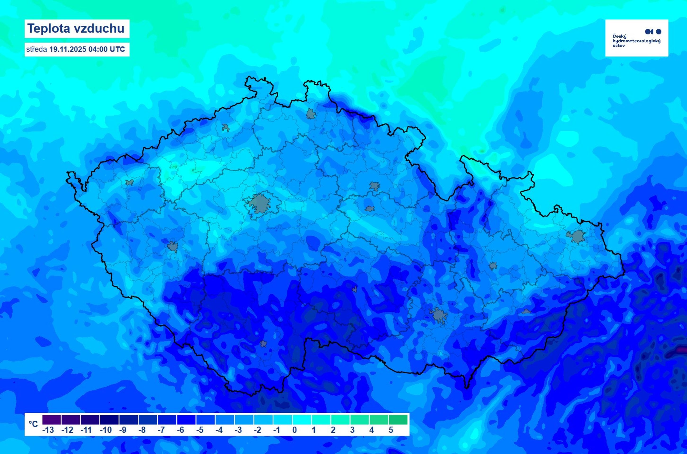 Teplota vzduchu – středa 19. 11. - Počasí ČHMÚ (1/3)