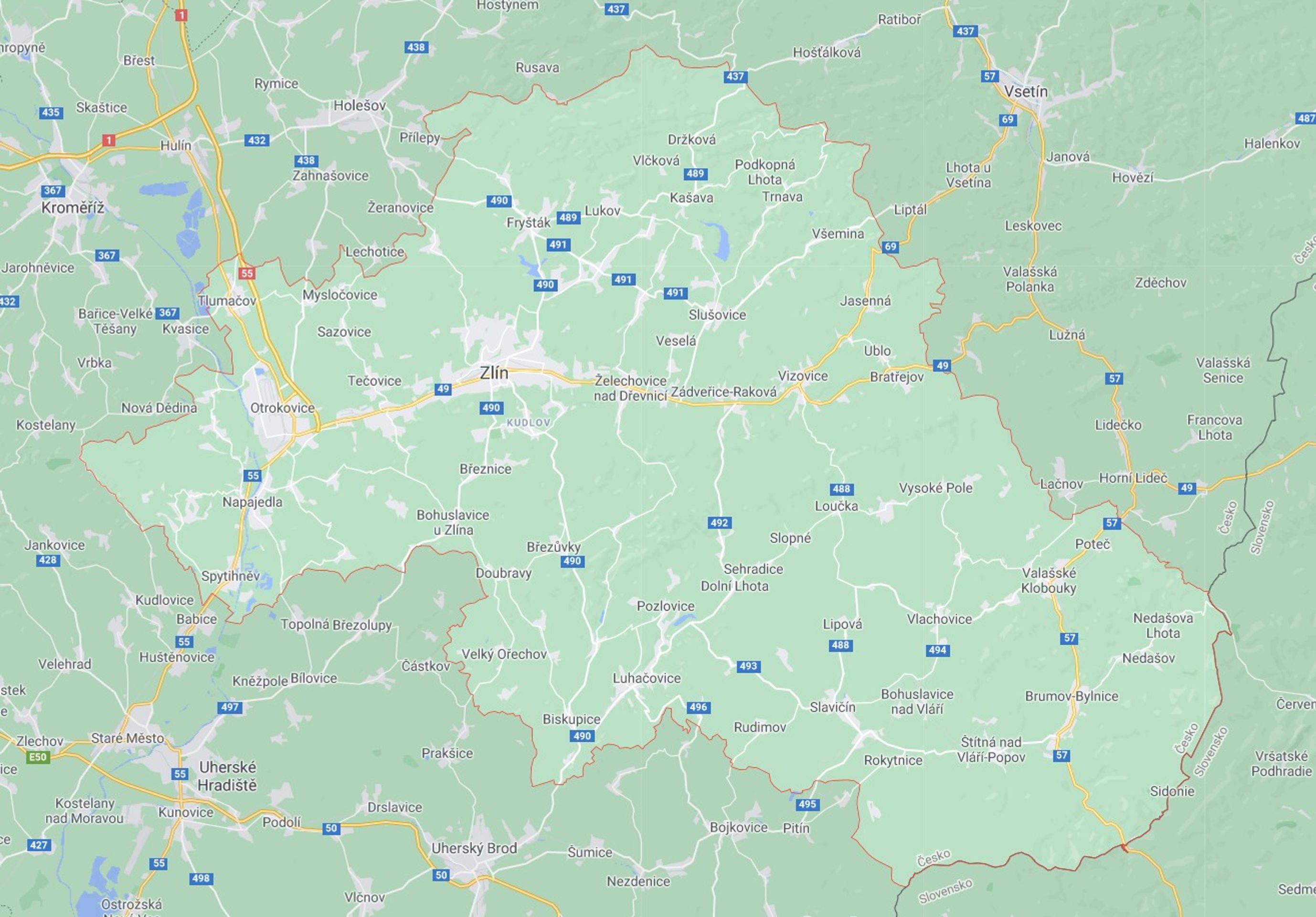 Zlínský kraj - okres Zlín - GALERIE: Mapy okresů ve Zlínském kraji (1/4)