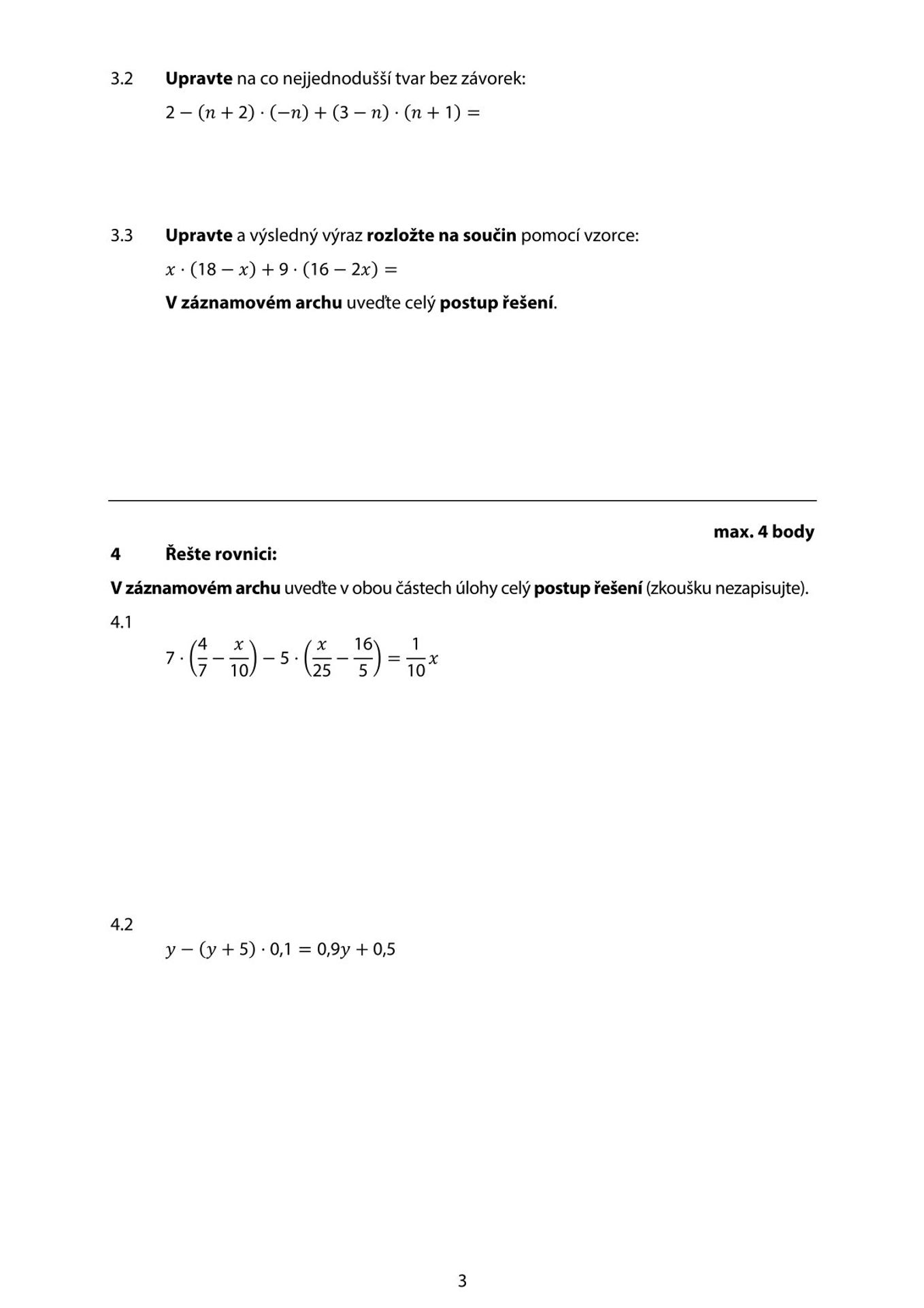 Didaktický test z matematiky – 1. řádný termín (3) - Didaktický test z matematiky – 1. řádný termín (3/12)