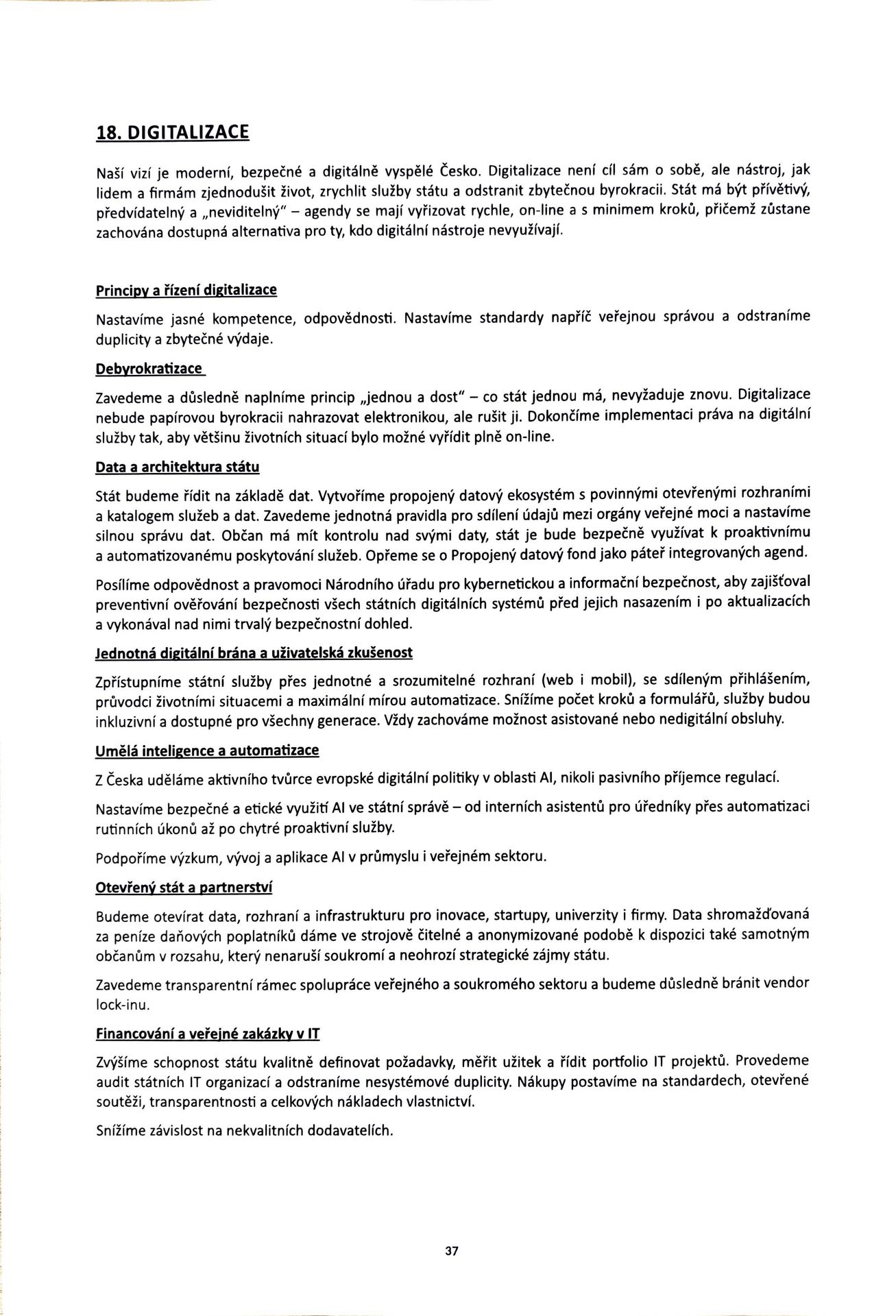 Návrh programového prohlášení vlády ČR – listopad 2025 (37) - Návrh programového prohlášení vlády ČR – listopad 2025 (37/38)