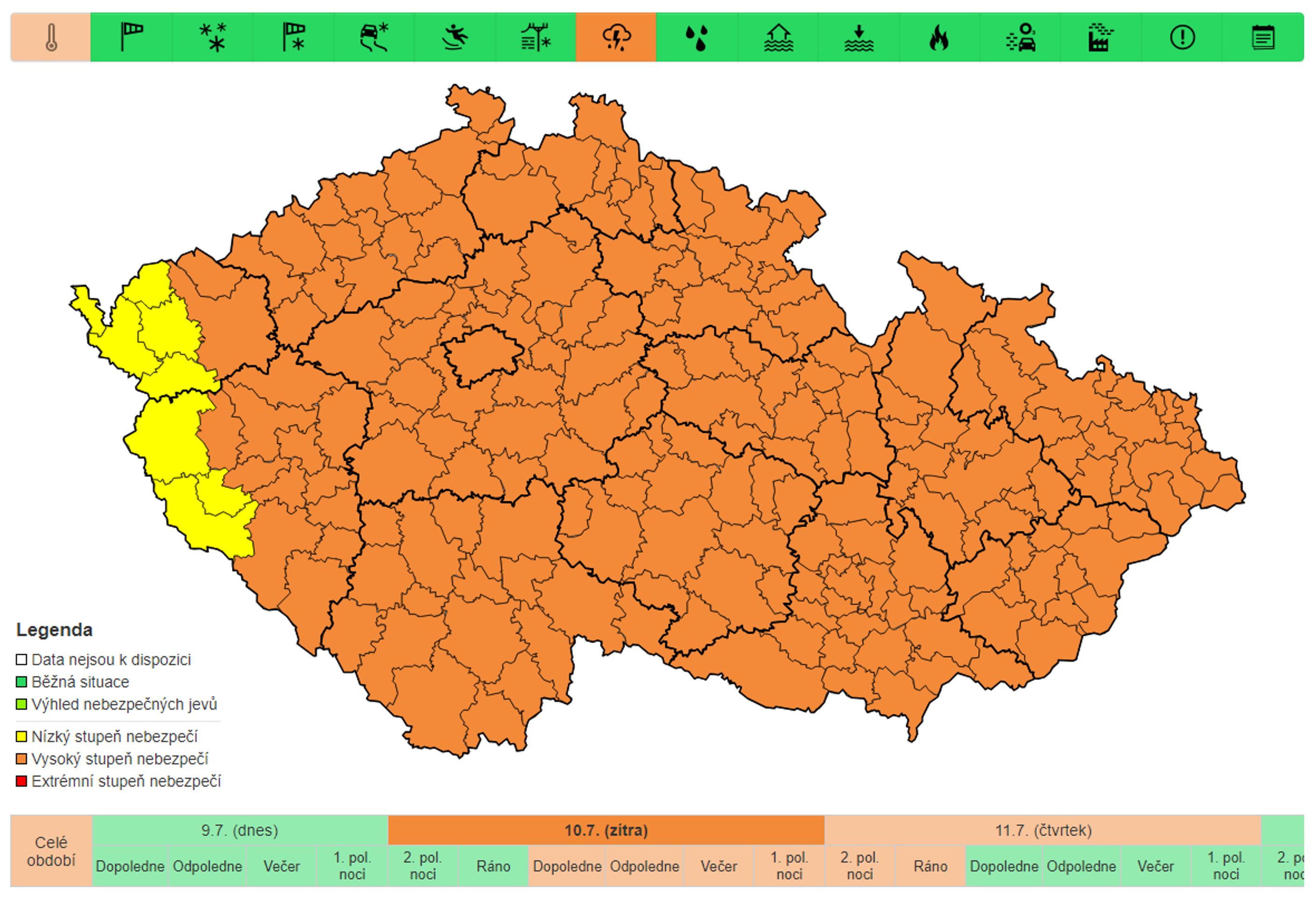 Výstraha před bouřkou, 10. 7. 2024 - Výstrahy na následující dny (5/6)