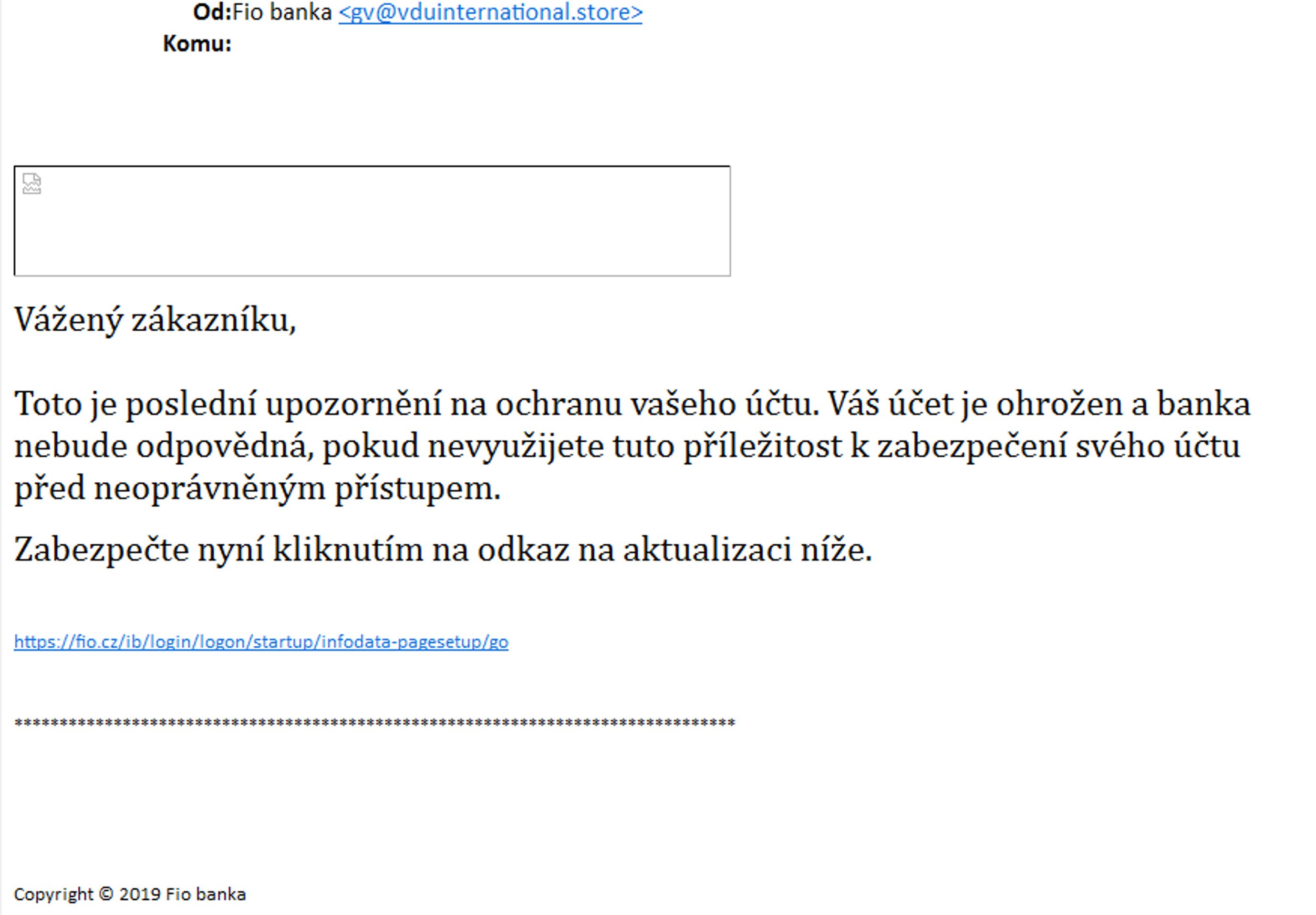Podvodný email klientům Fio banky - GALERIE: Podvodné e-maily klientům bank (2/2)