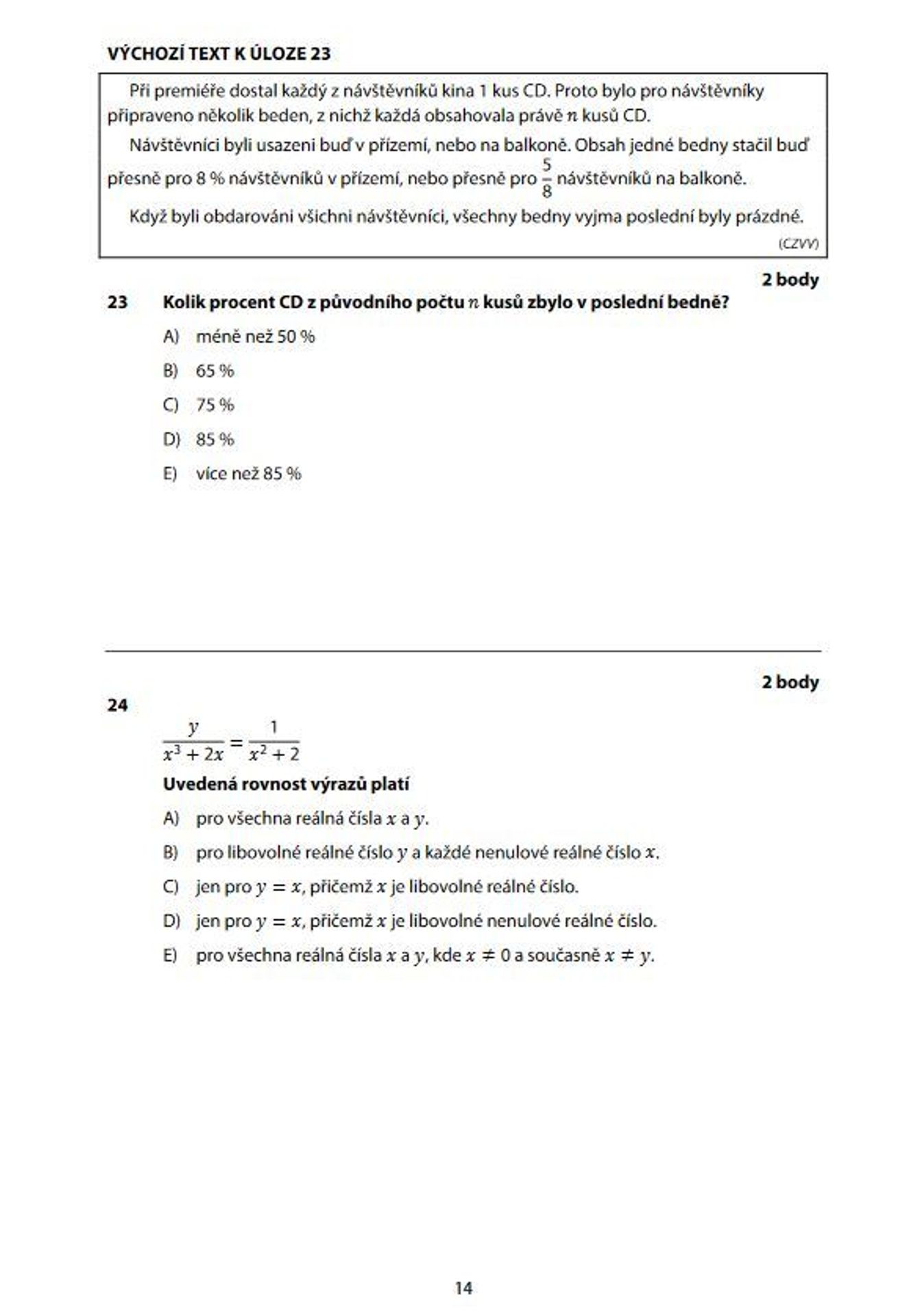 Zadání didaktického testu z matiky - 6 - GALERIE: Zadání didaktického testu z matematiky (6/16)