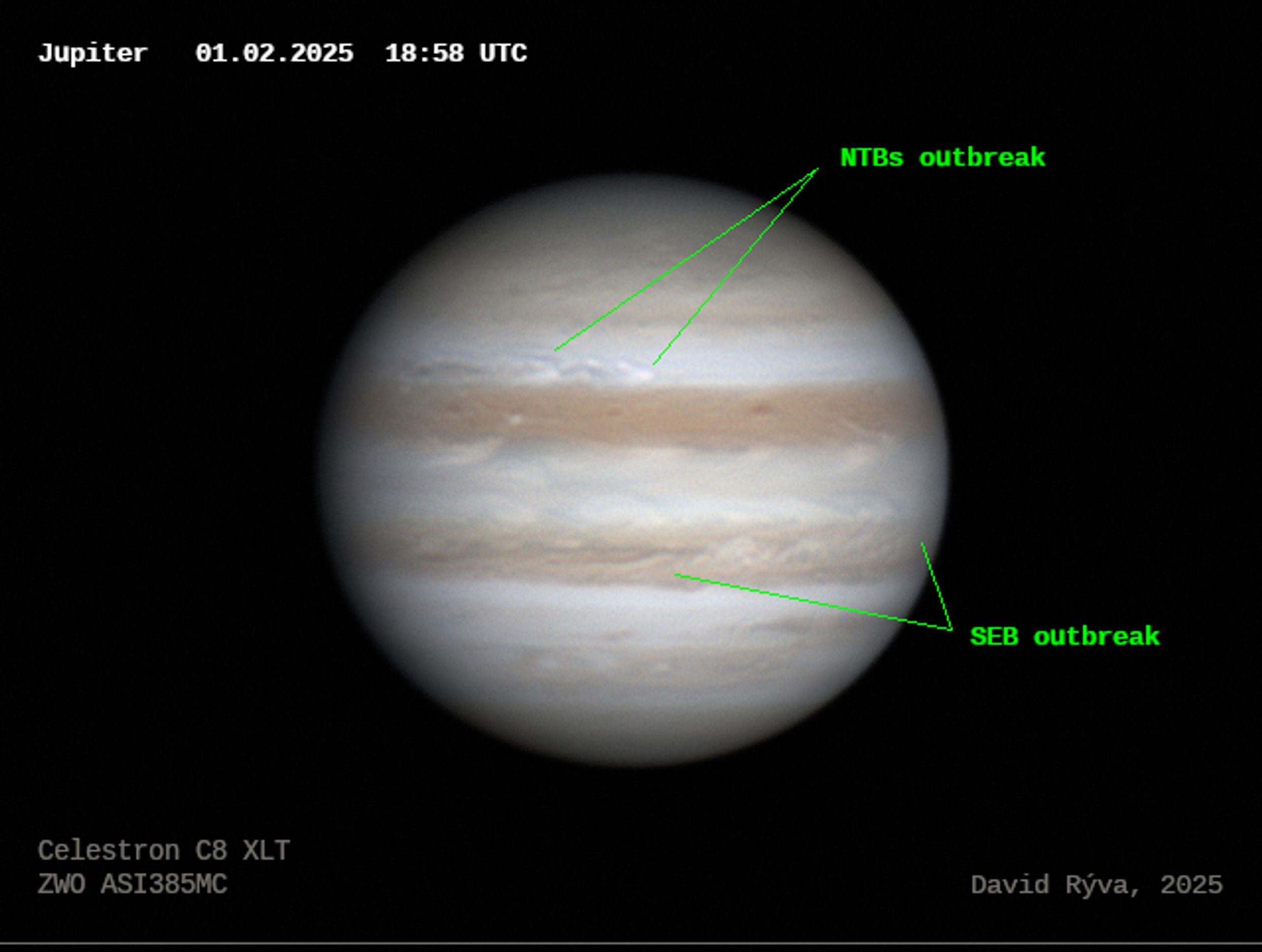 Jupiter, 1. 2. 2025 - Bouře na Jupiteru (3/4)