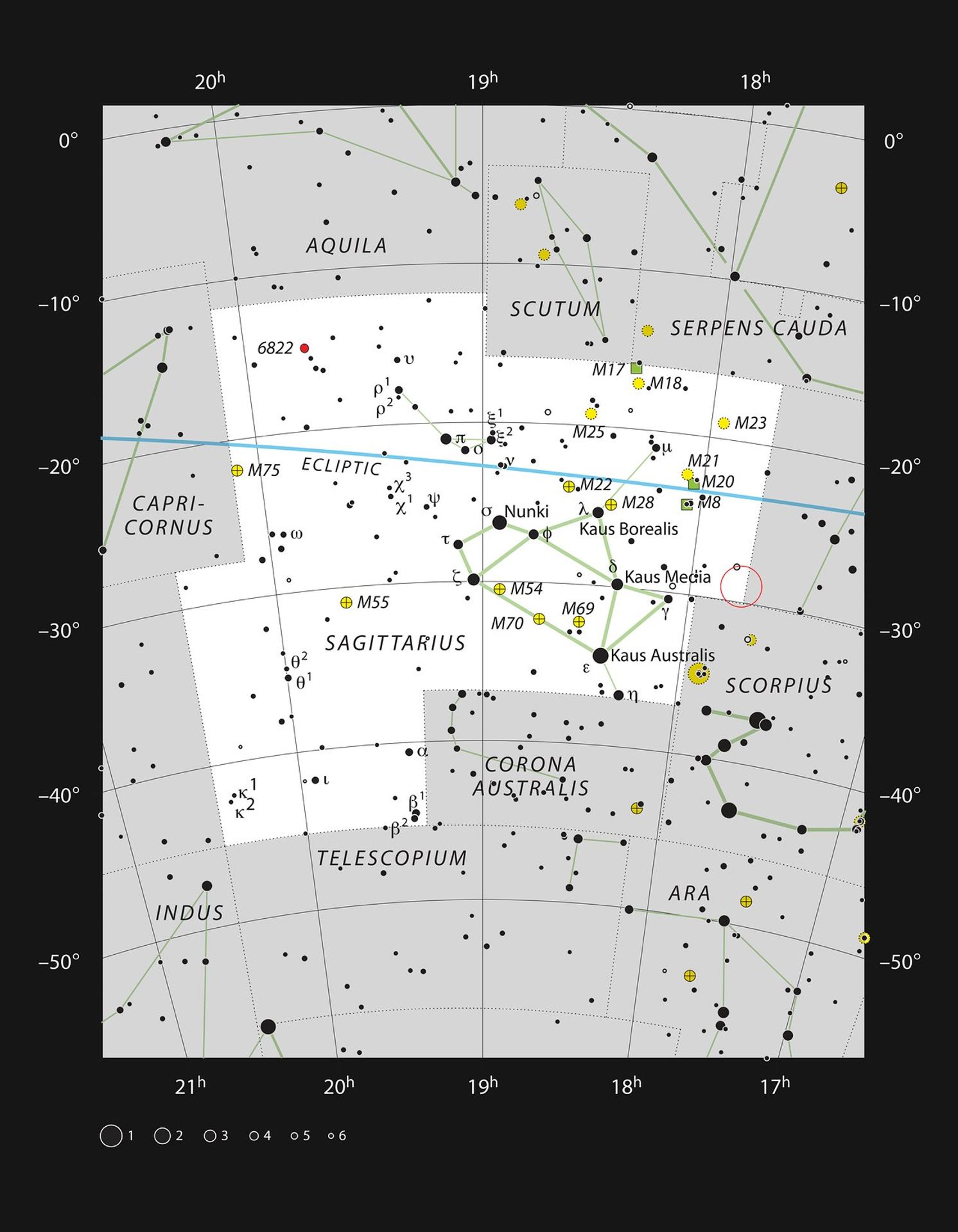 Poloha Sagittarius A* je označená červeným kroužkem - Supermasivní černá díra Sagittarius A* (2/3)