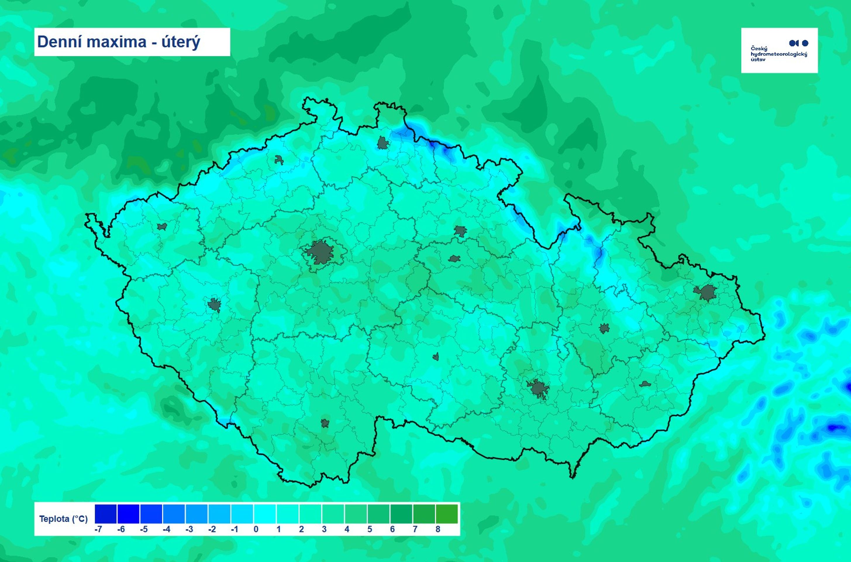 Denní maxima – úterý 4. 2. 2025 - Úterní počasí (3/3)