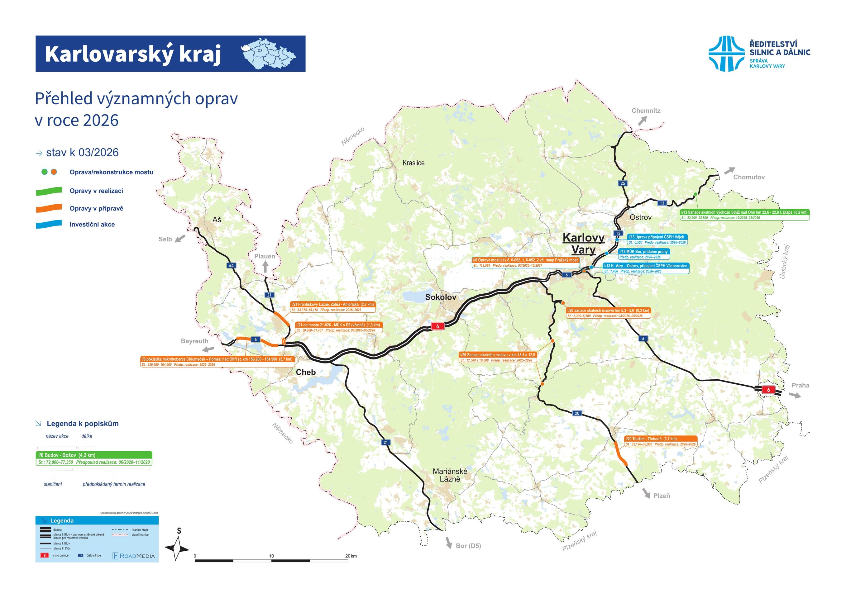 Přehled významných oprav v roce 2026 – Karlovarský kraj - Stavby připravované k zahájení a přehled významných oprav v roce 2026 (5/13)