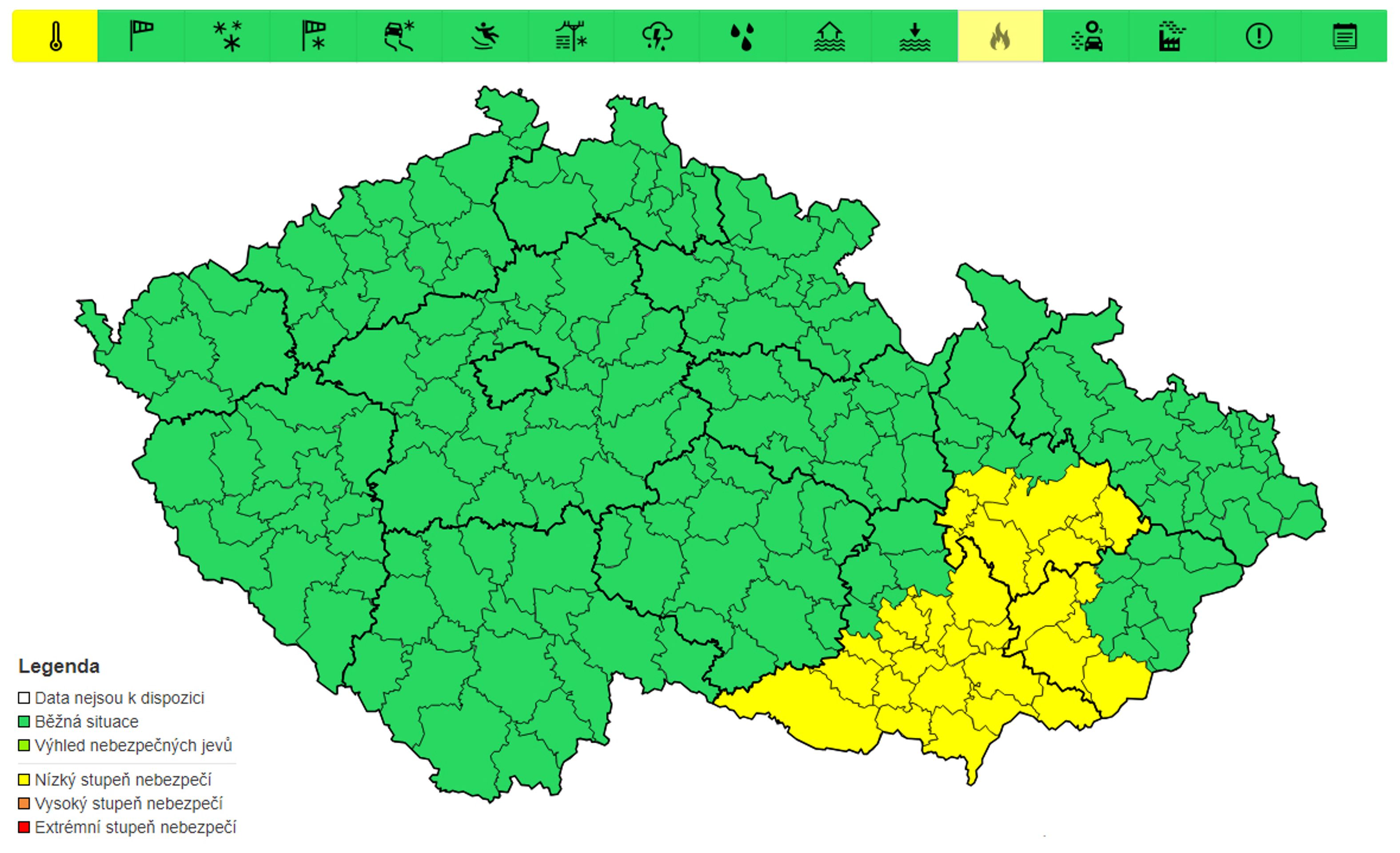 Výstraha před vysokými teplotami, 2. 9. - Výstraha na následující dny (1/3)
