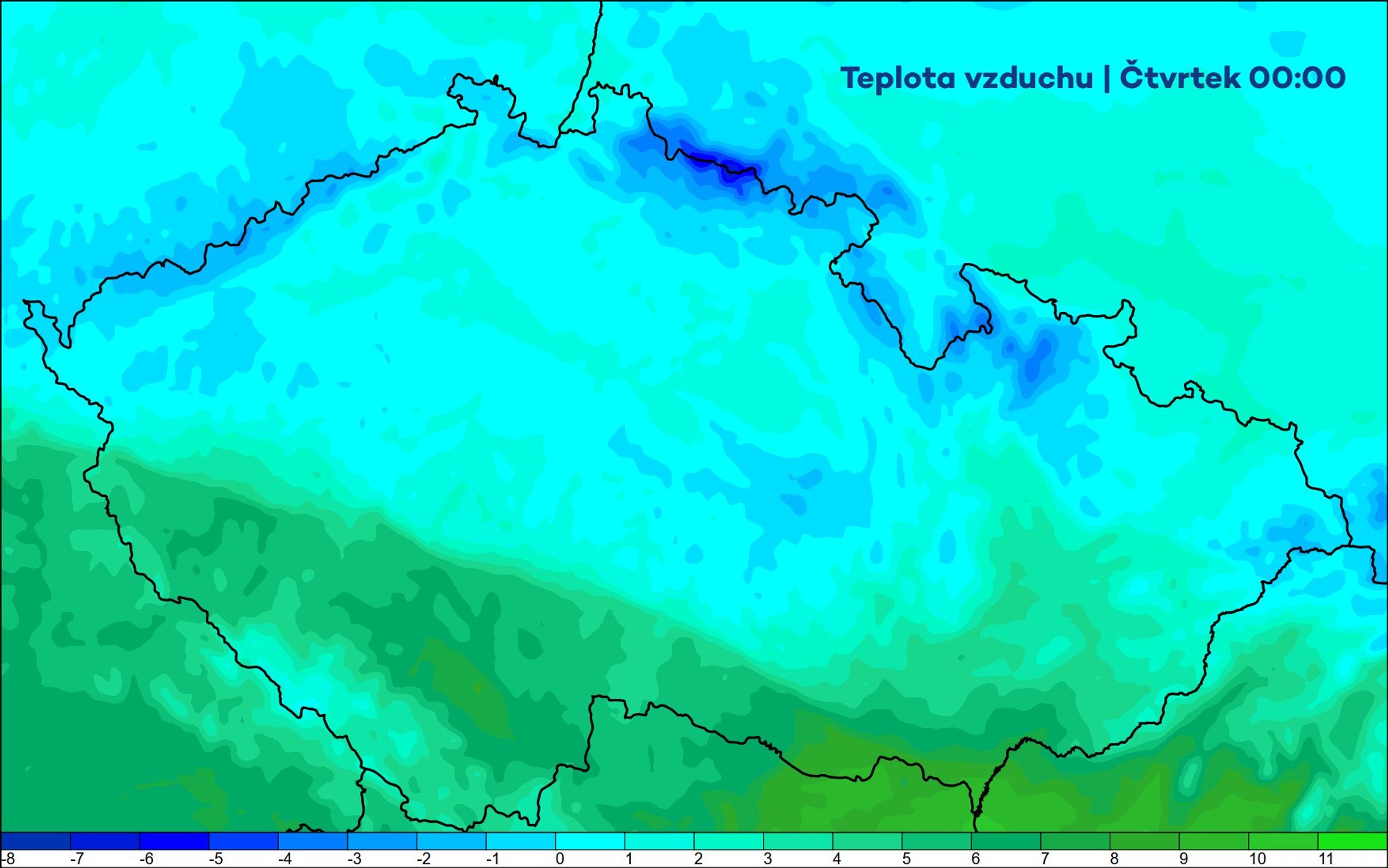 Teplota vzduchu - Počasí rozdělilo Česko na polovinu (3/4)