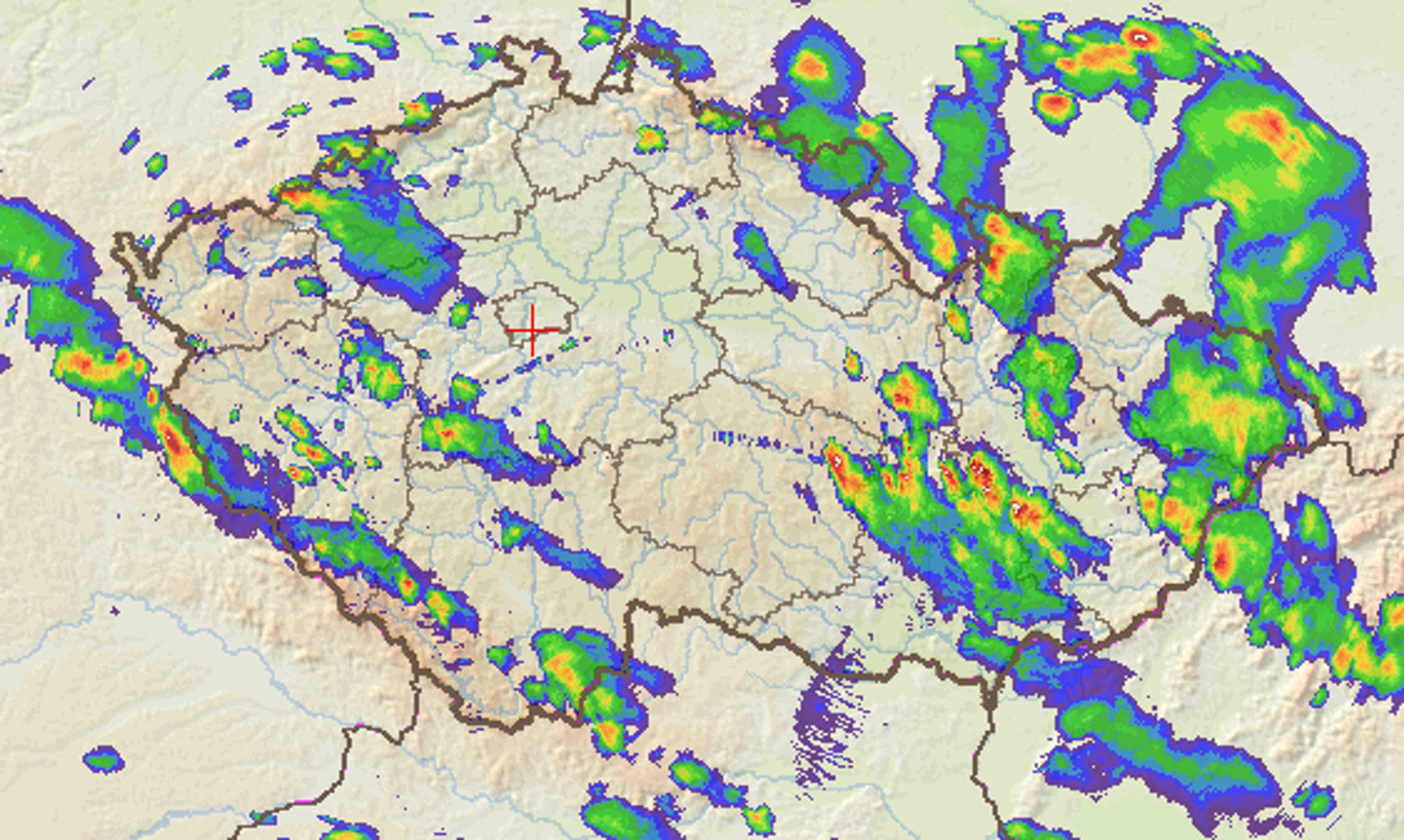 Meteomapa 29.5. 2018 - 16:45 - GALERIE: Do Česka se přihnaly silné bouřky (2/4)