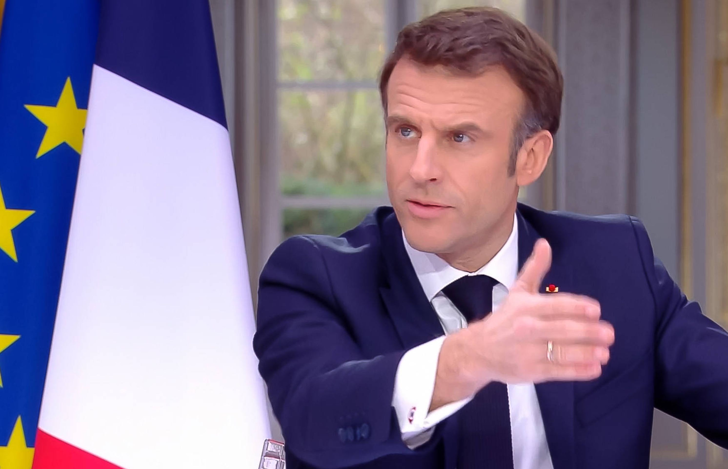 Prezident Emmanuel Macron - Protesty proti důchodové reformě ve Francii (9/15)