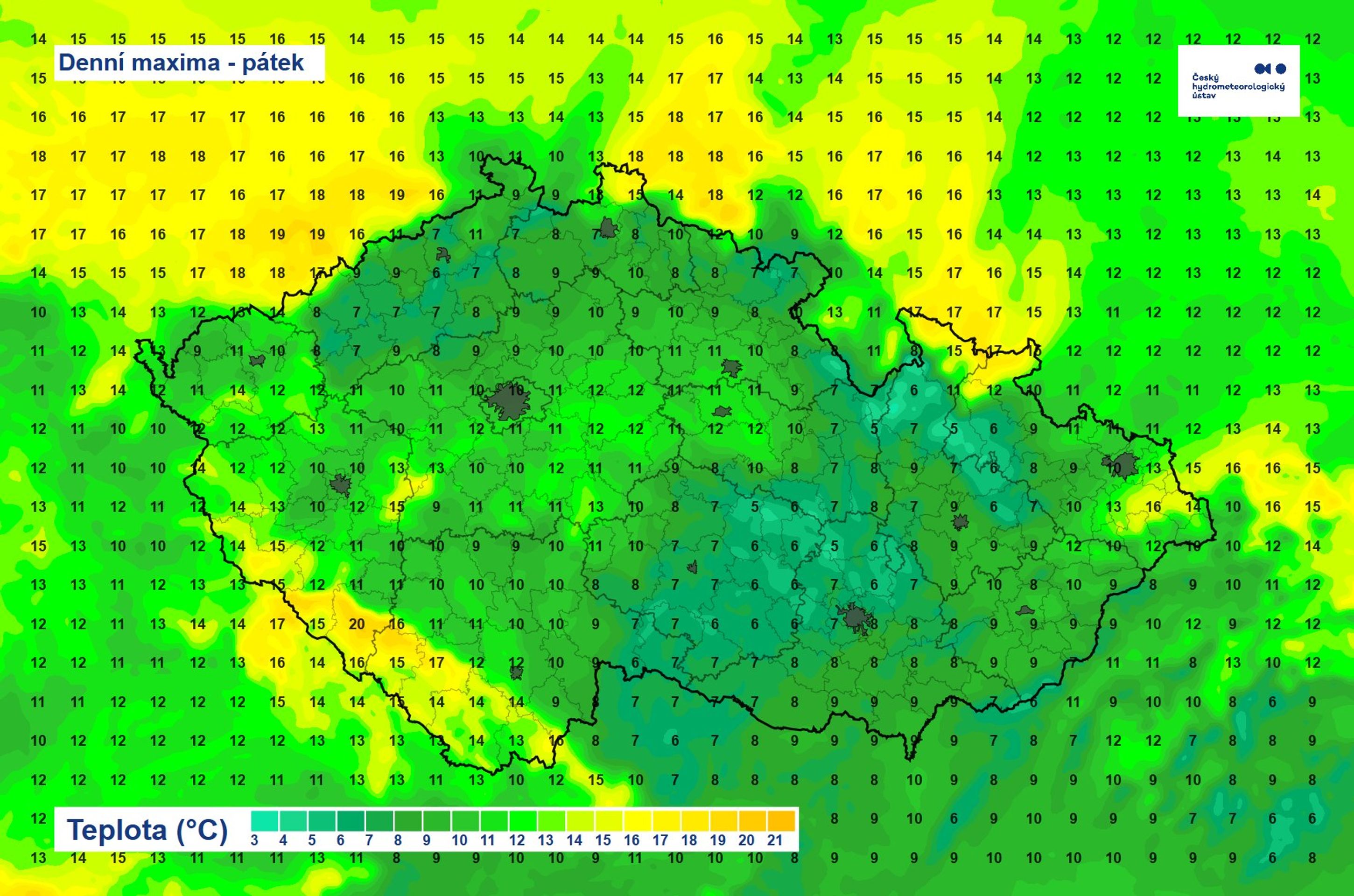 Denní maxima – pátek - Počasí ČHMÚ (4/4)