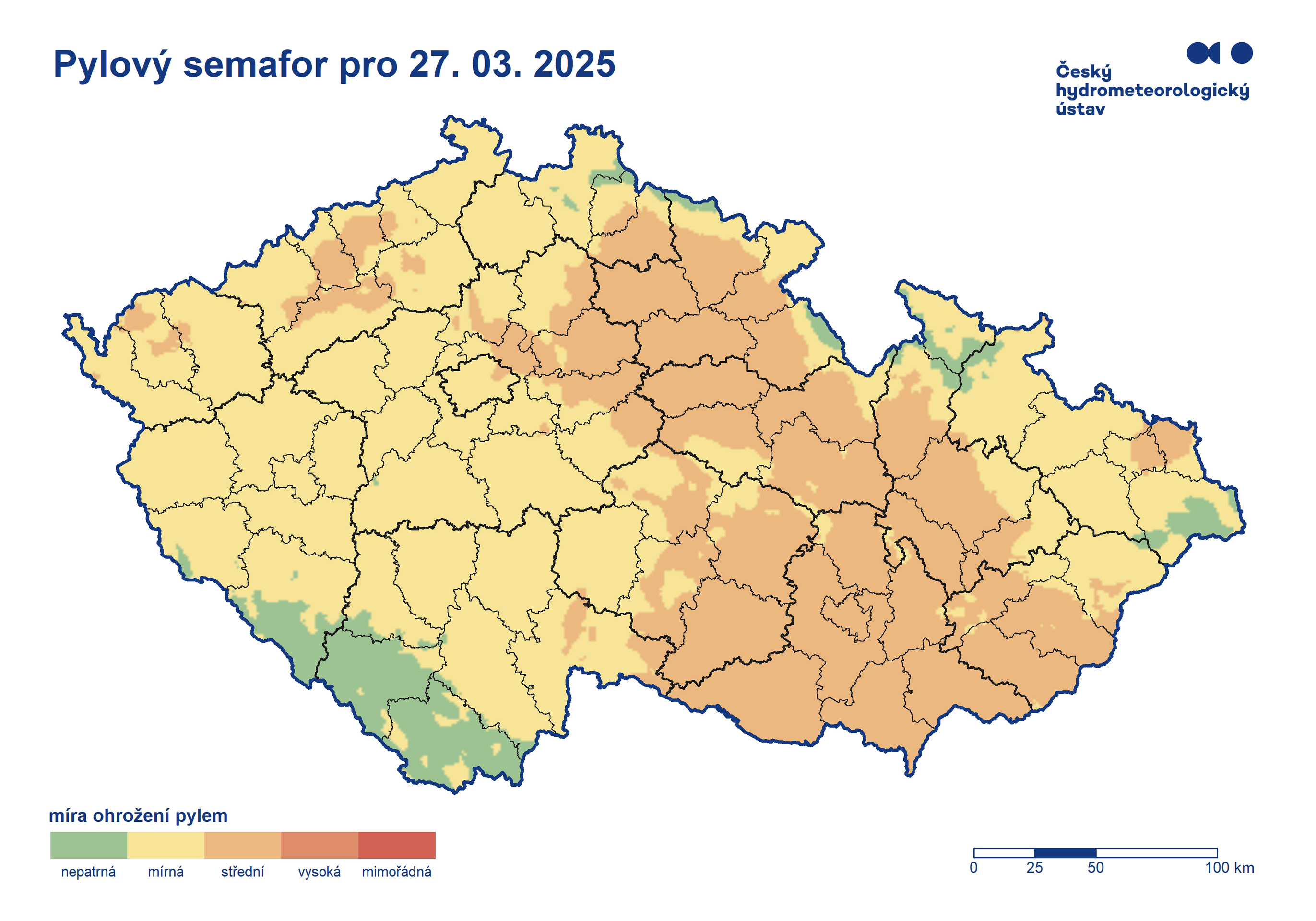 Pylový semafor pro 27. 3. 2025 - Pylový semafor (1/3)